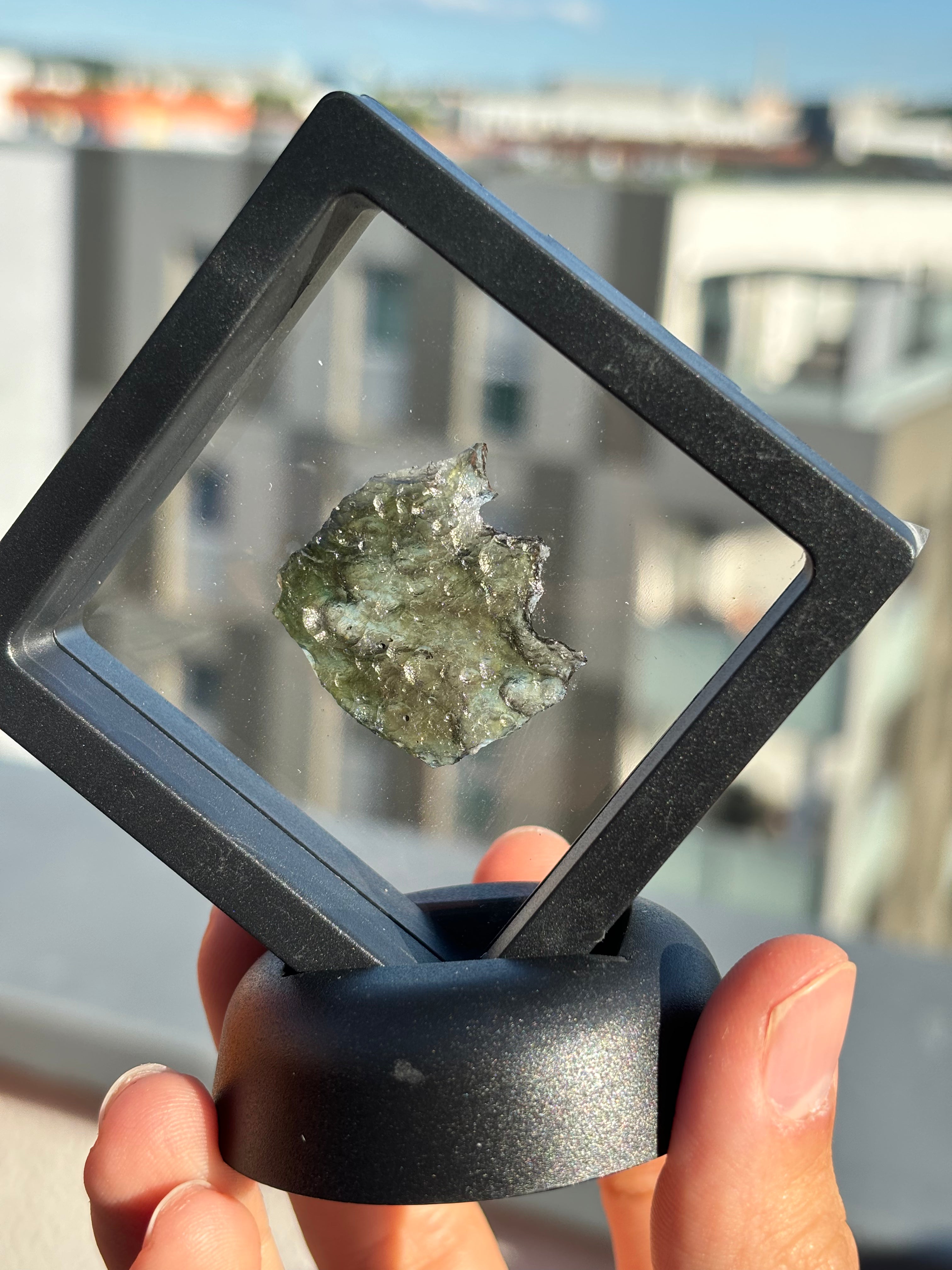 Echter Moldavit A-Qualität in Rahmen