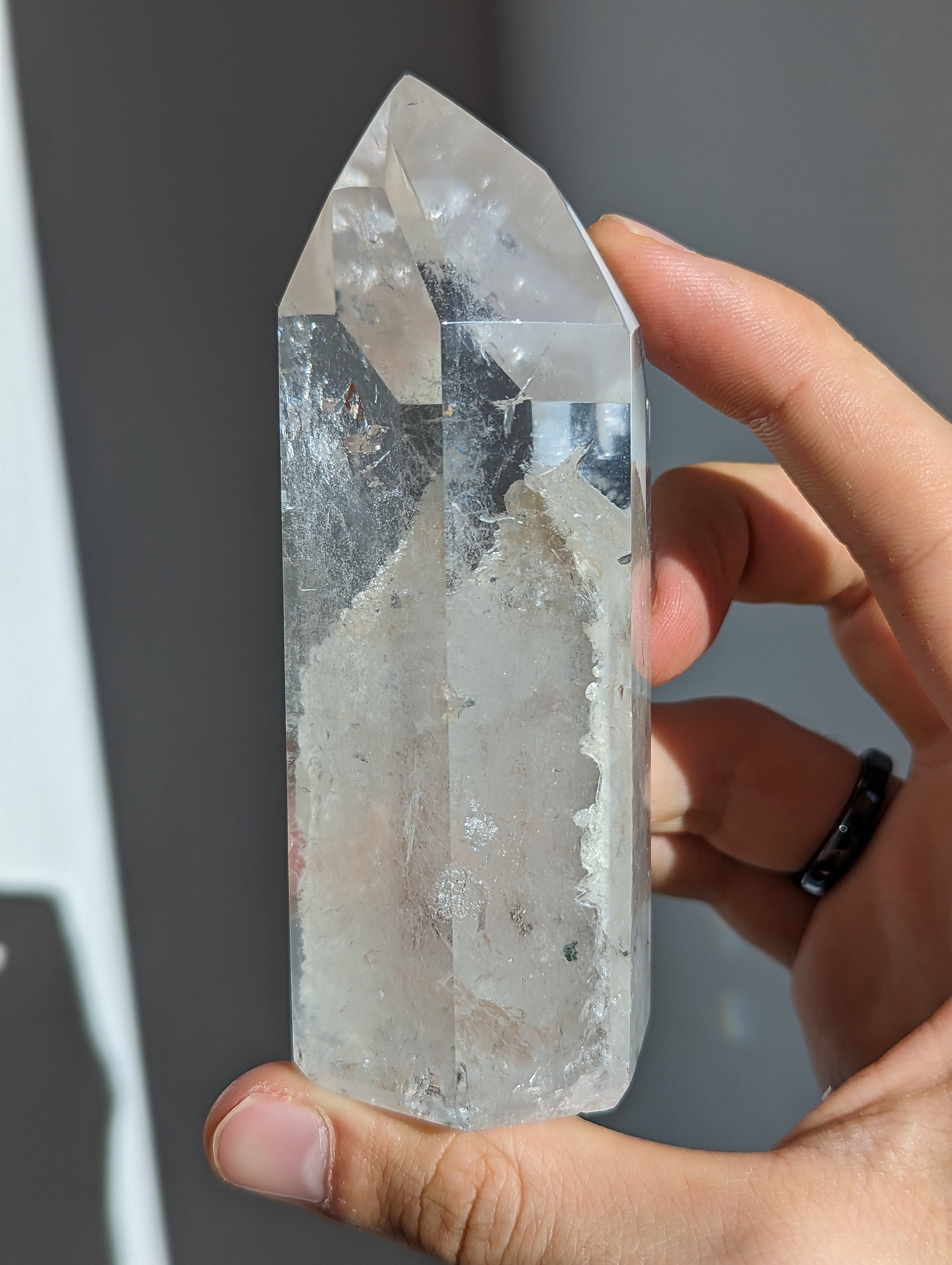 Weißer Gartenquarz Phantom Bergkristall Turm (selten)