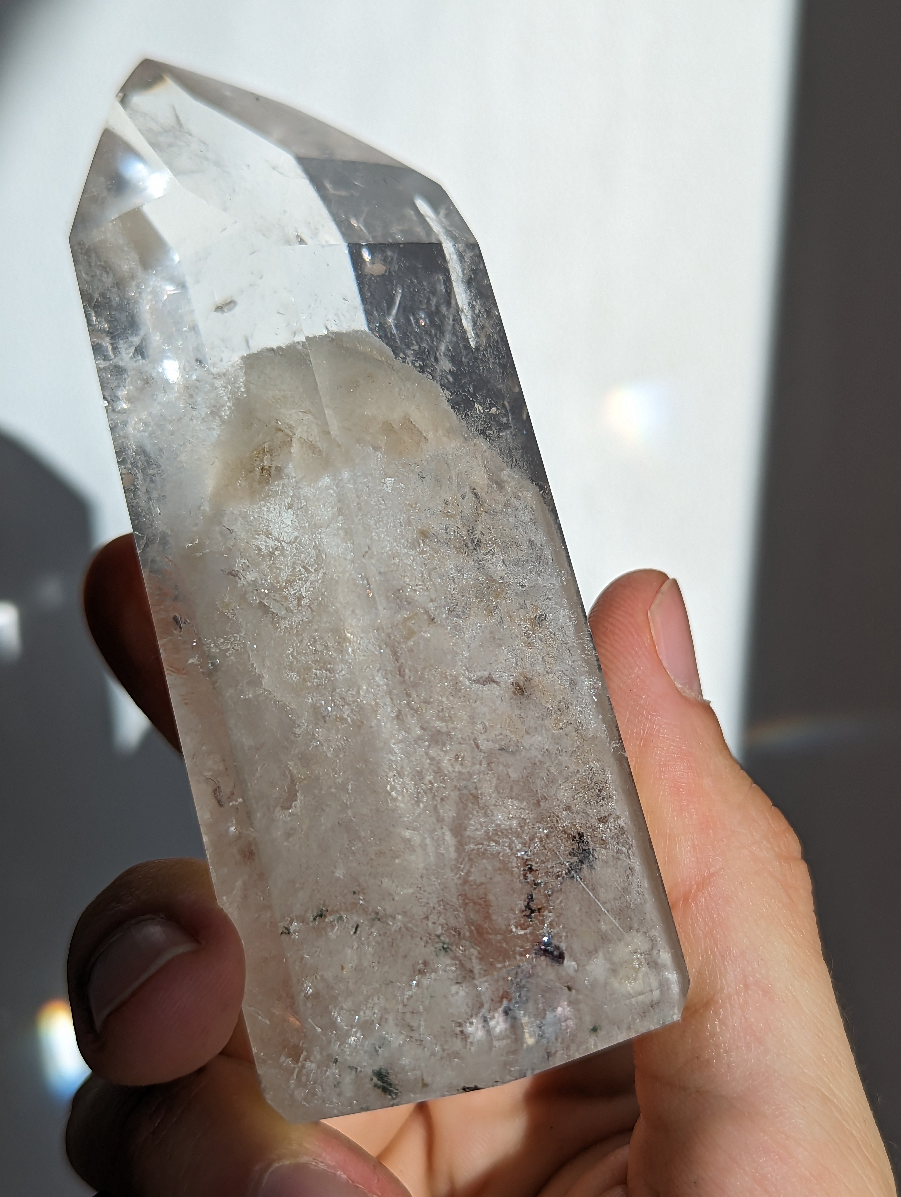 Weißer Gartenquarz Phantom Bergkristall Turm (selten)