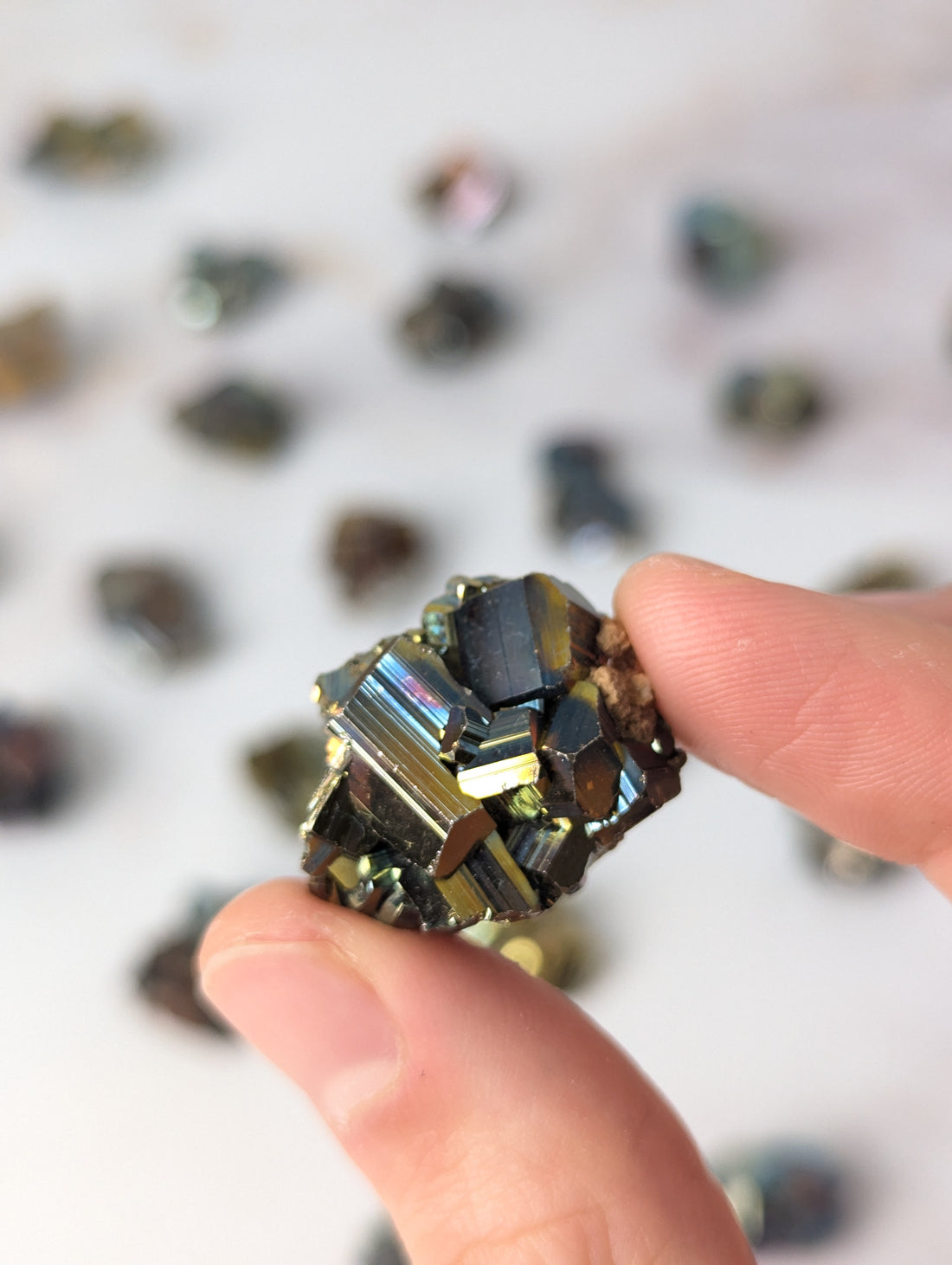 kleine natürlich Irisierende Pyrite