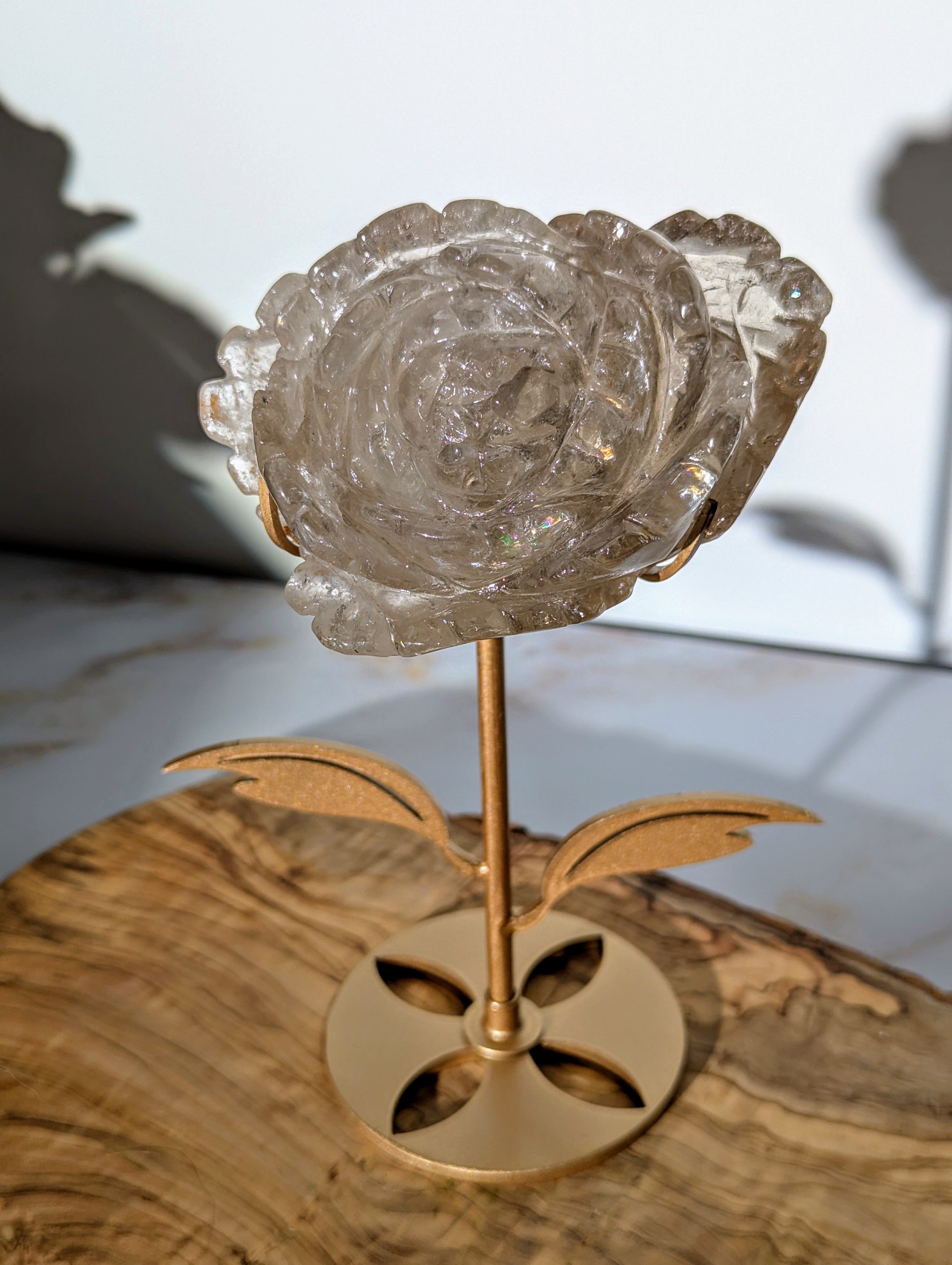 Rauchquarz Blume mit Ständer