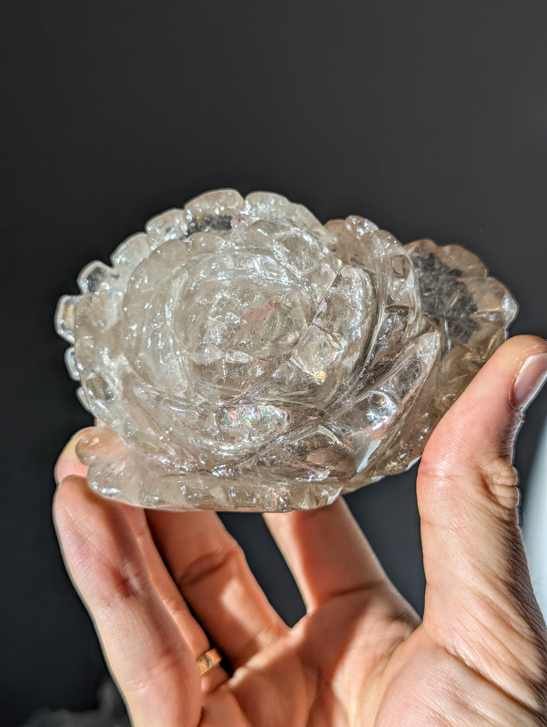 Rauchquarz Blume mit Ständer