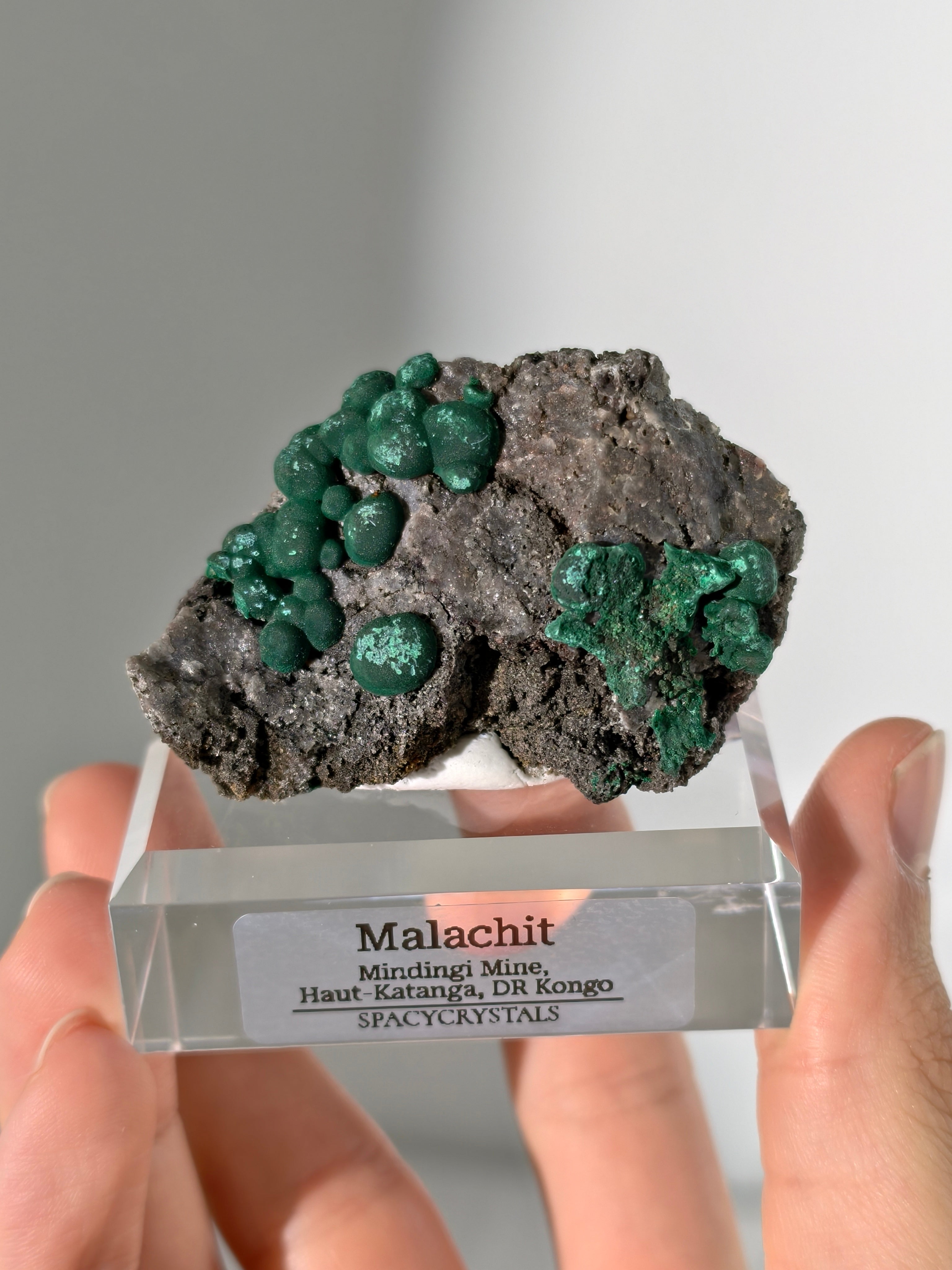 Malachit x Quarz aus der Mindingi Mine, Kongo