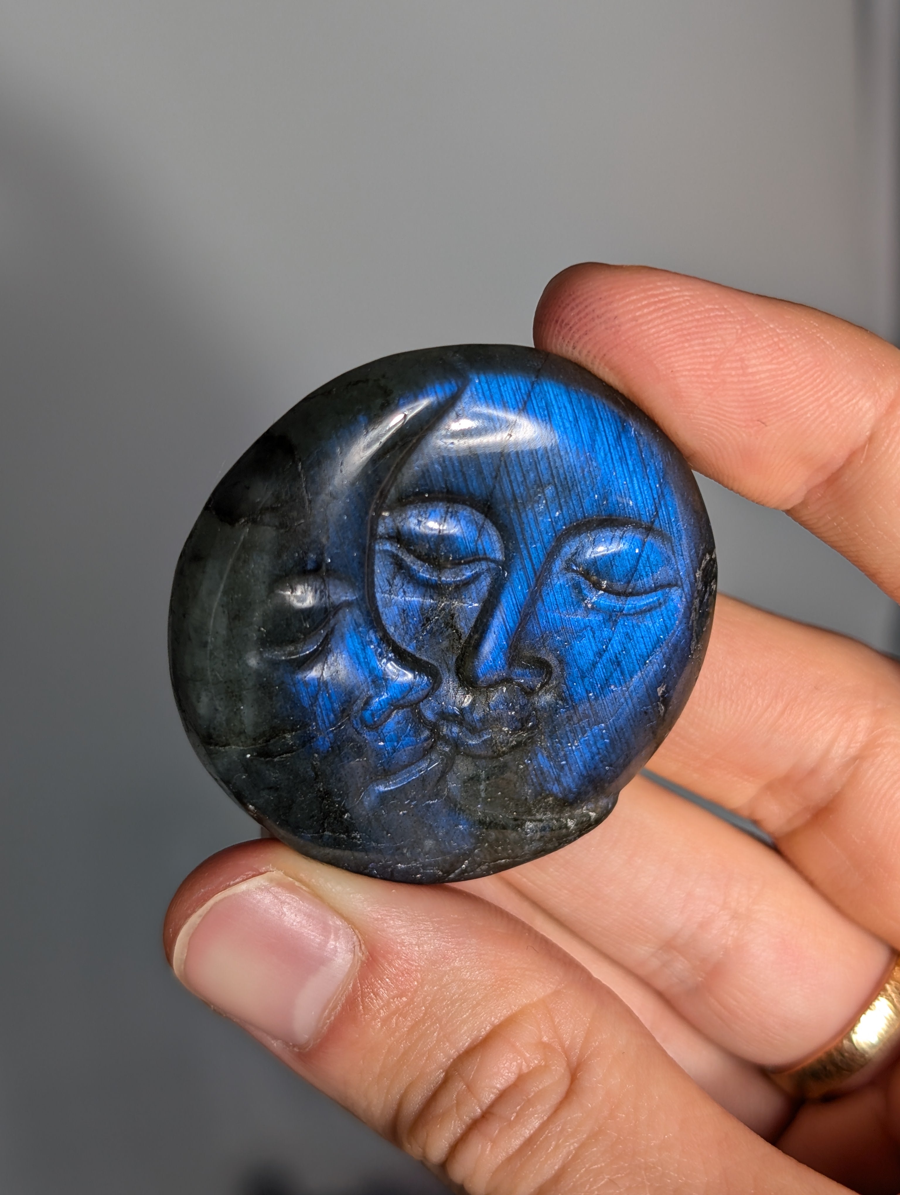 Labradorit Sonne Mond mit intensiven Flash 🌠VII