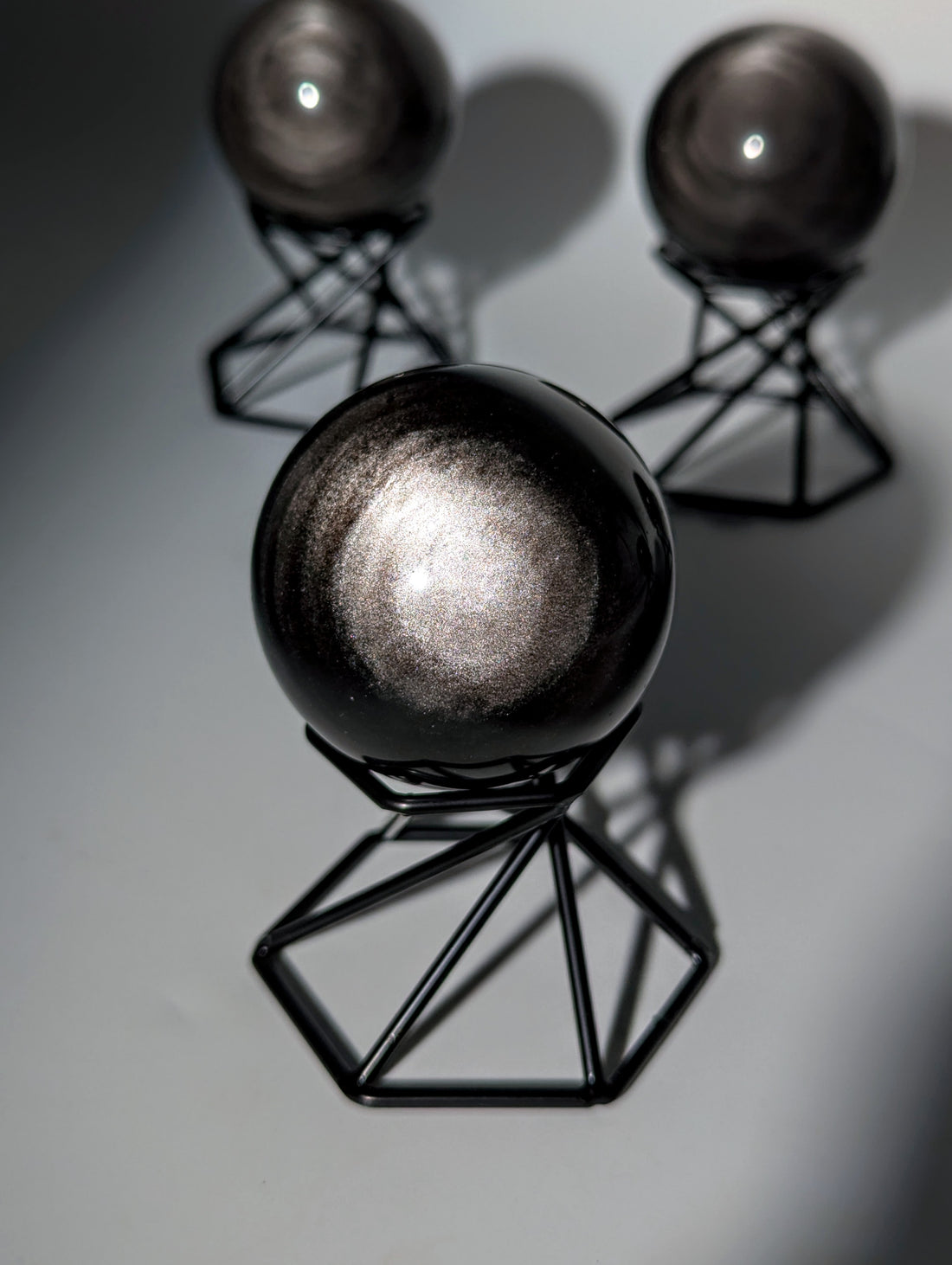 Silberschein Obsidian Kugel 🪐 inkl. Ständer!