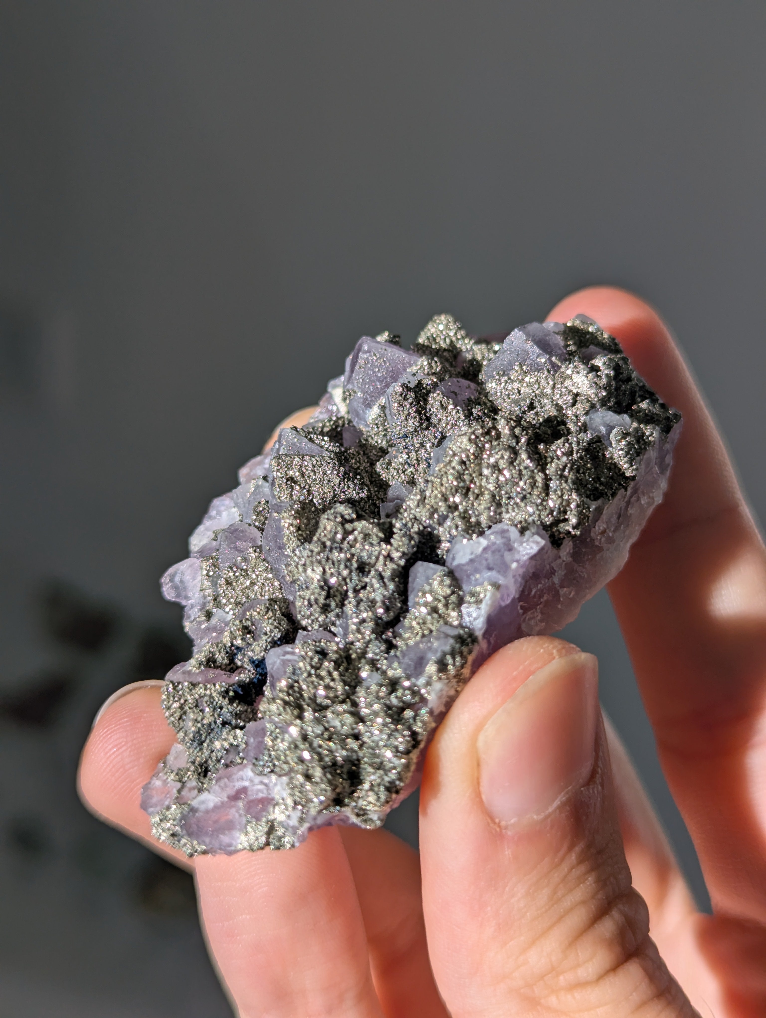 Pyrit auf Amethyst aus Bulgarien ✨