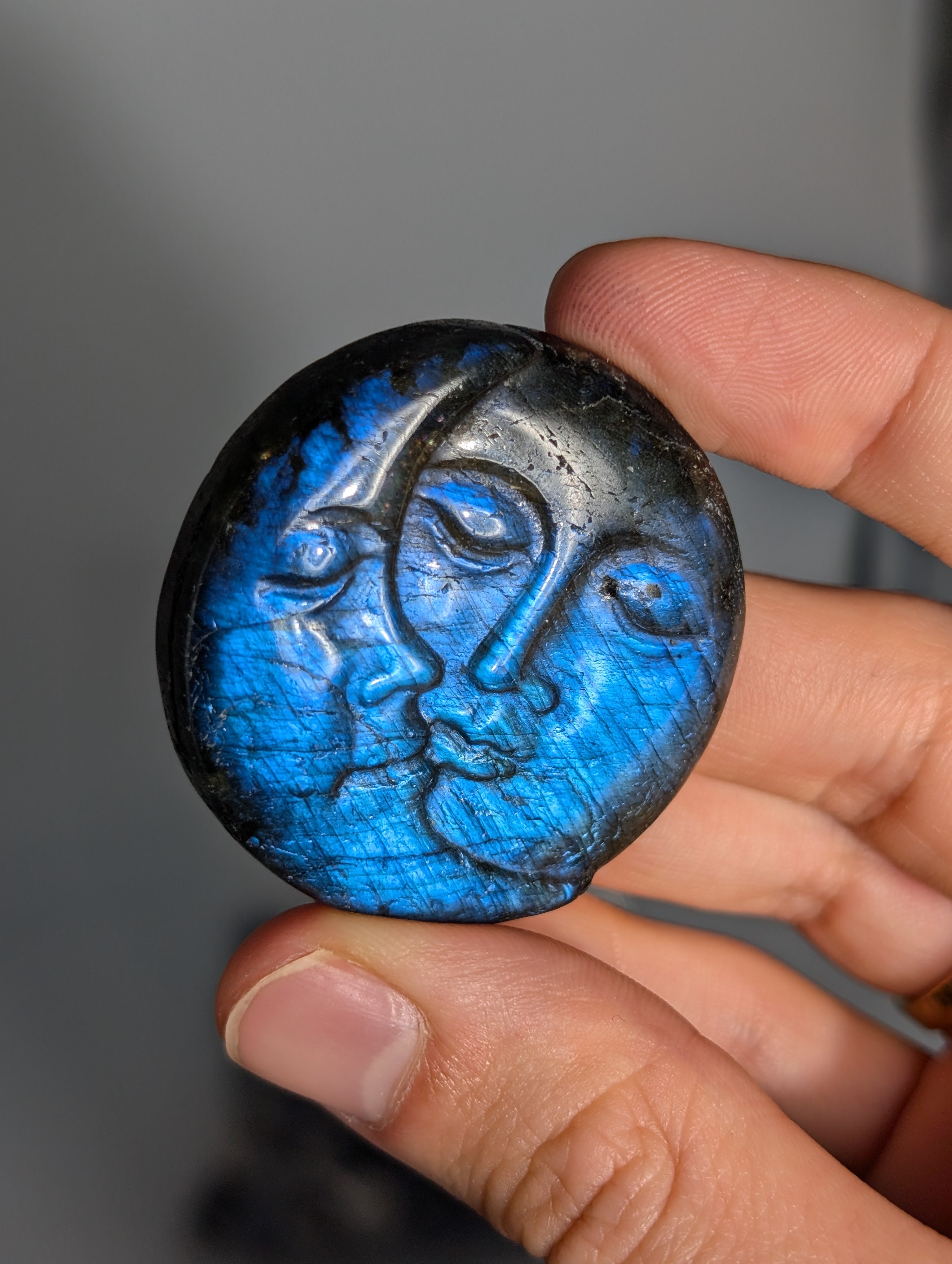 Labradorit Sonne Mond mit intensiven Flash 🌠VIII