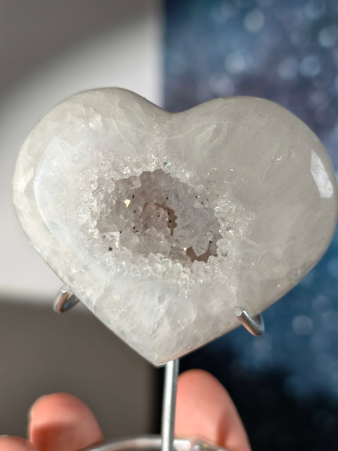 Druzy Achat Herz auf Silberständer