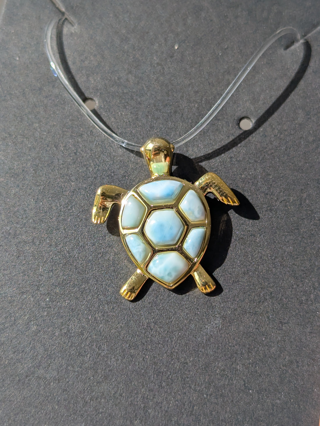 Larimar Schildkröte Anhänger vergoldet (925er Silber)