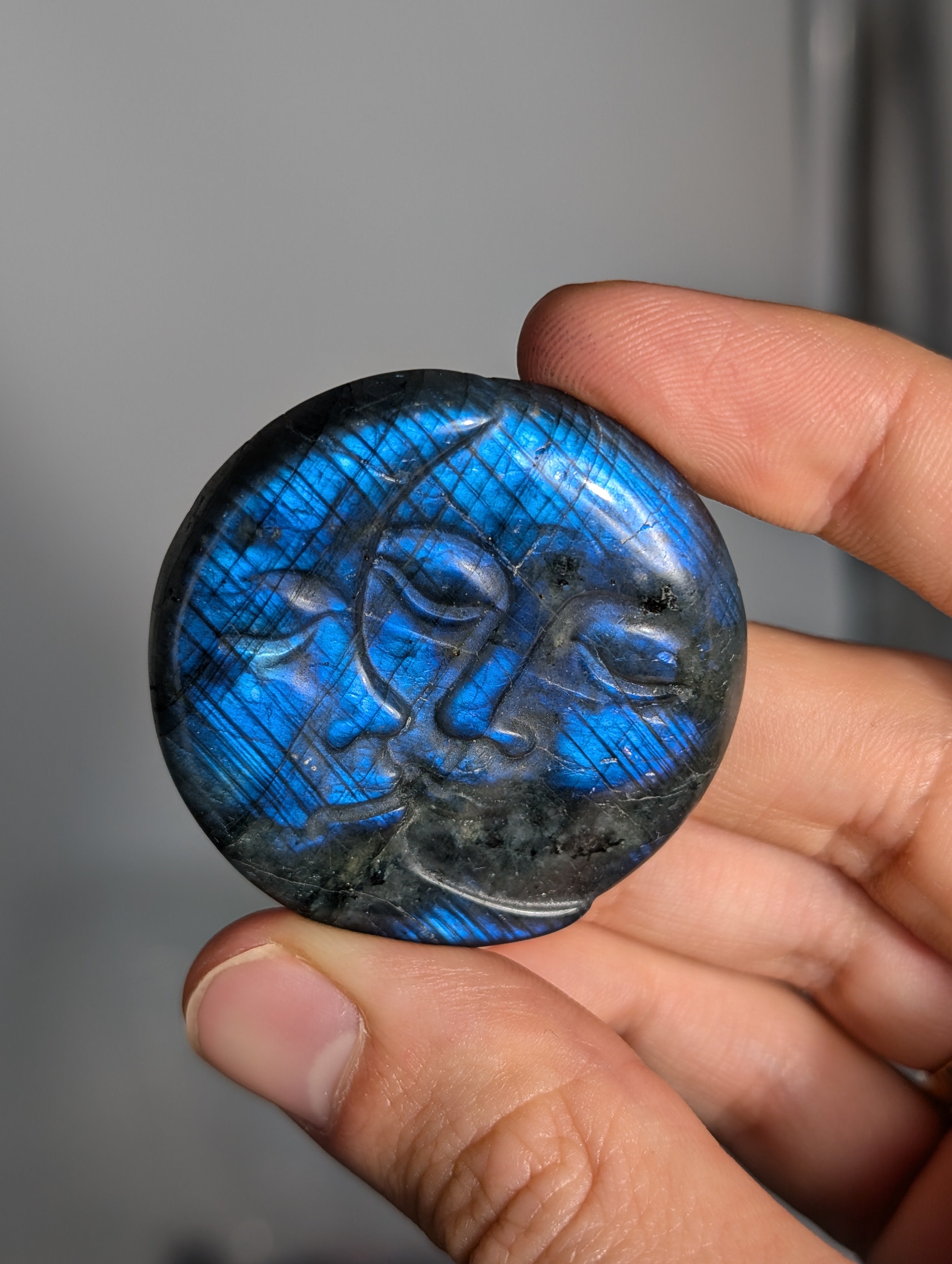 Labradorit Sonne Mond mit intensiven Flash 🌠IX