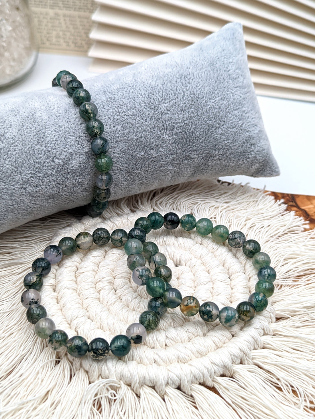 Moosachat Kugelarmband A+