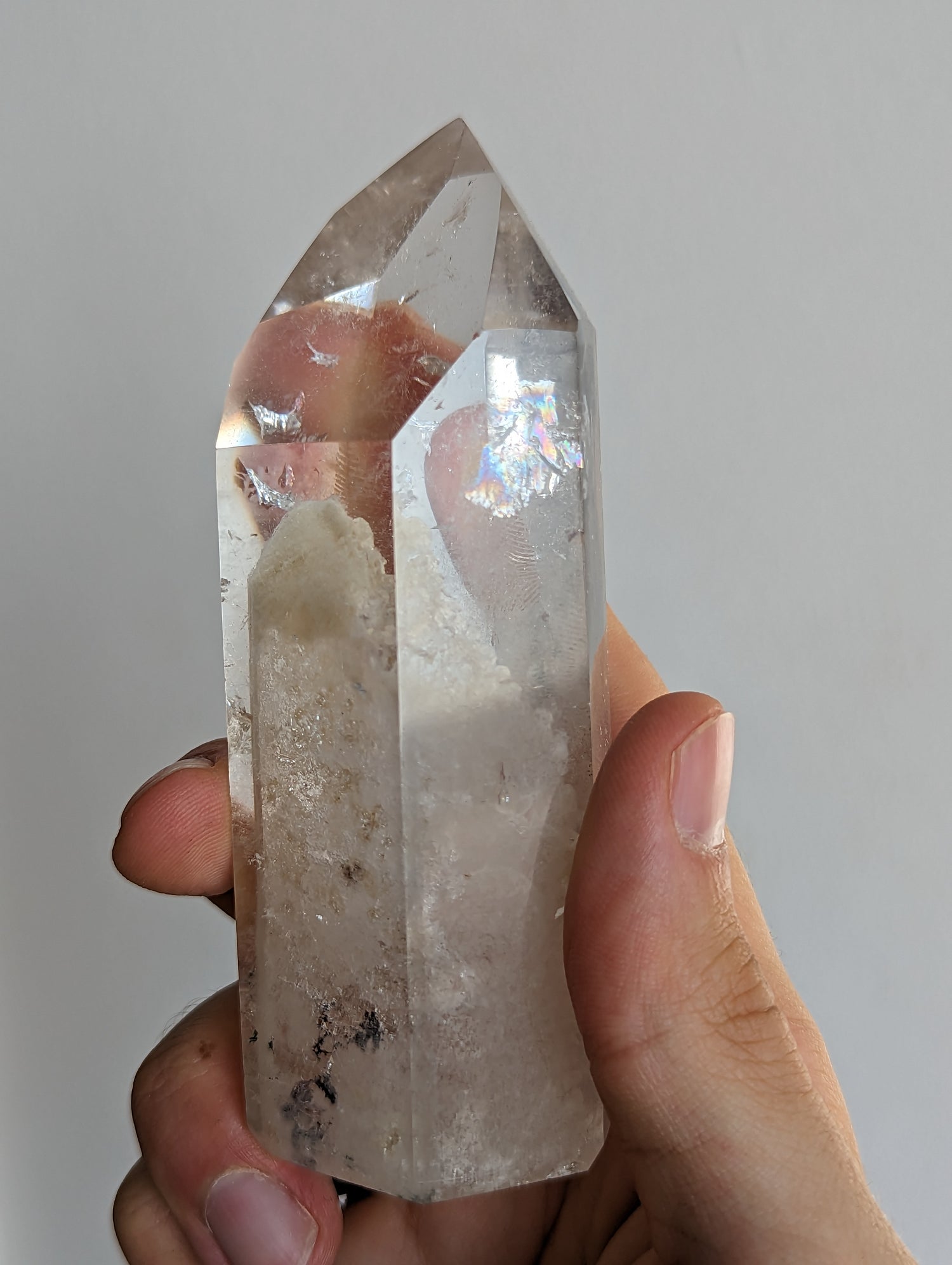 Weißer Gartenquarz Phantom Bergkristall Turm (selten)