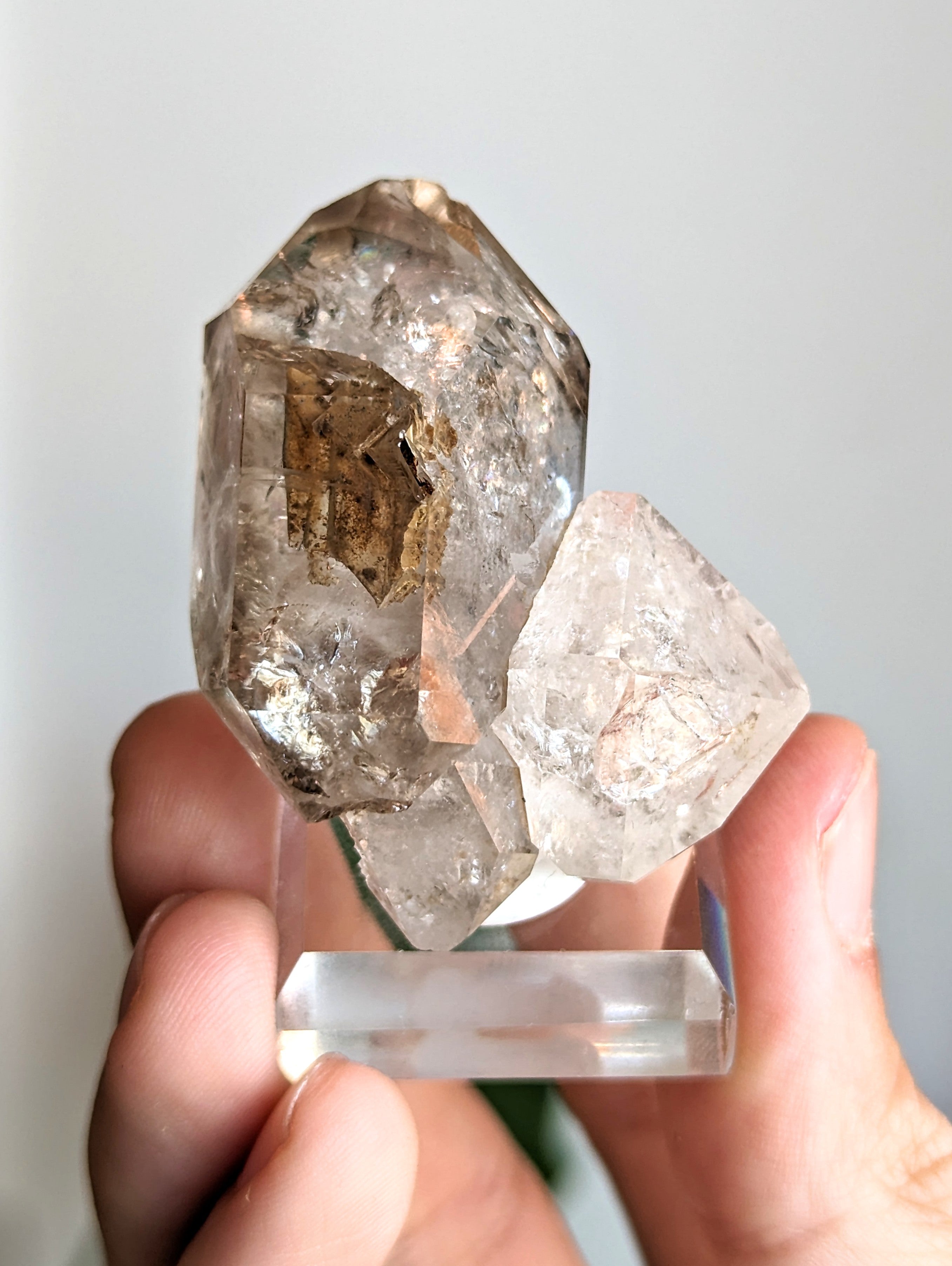 Herkimer Diamant Cluster mit Rauchquarz