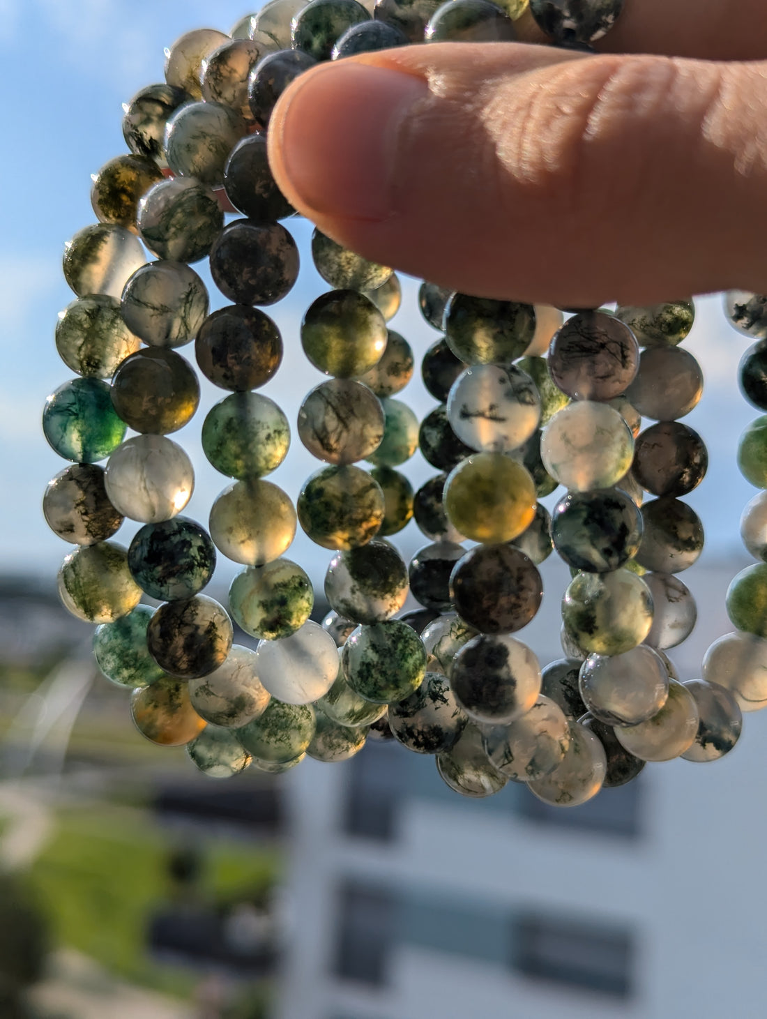 Moosachat Kugelarmband A+