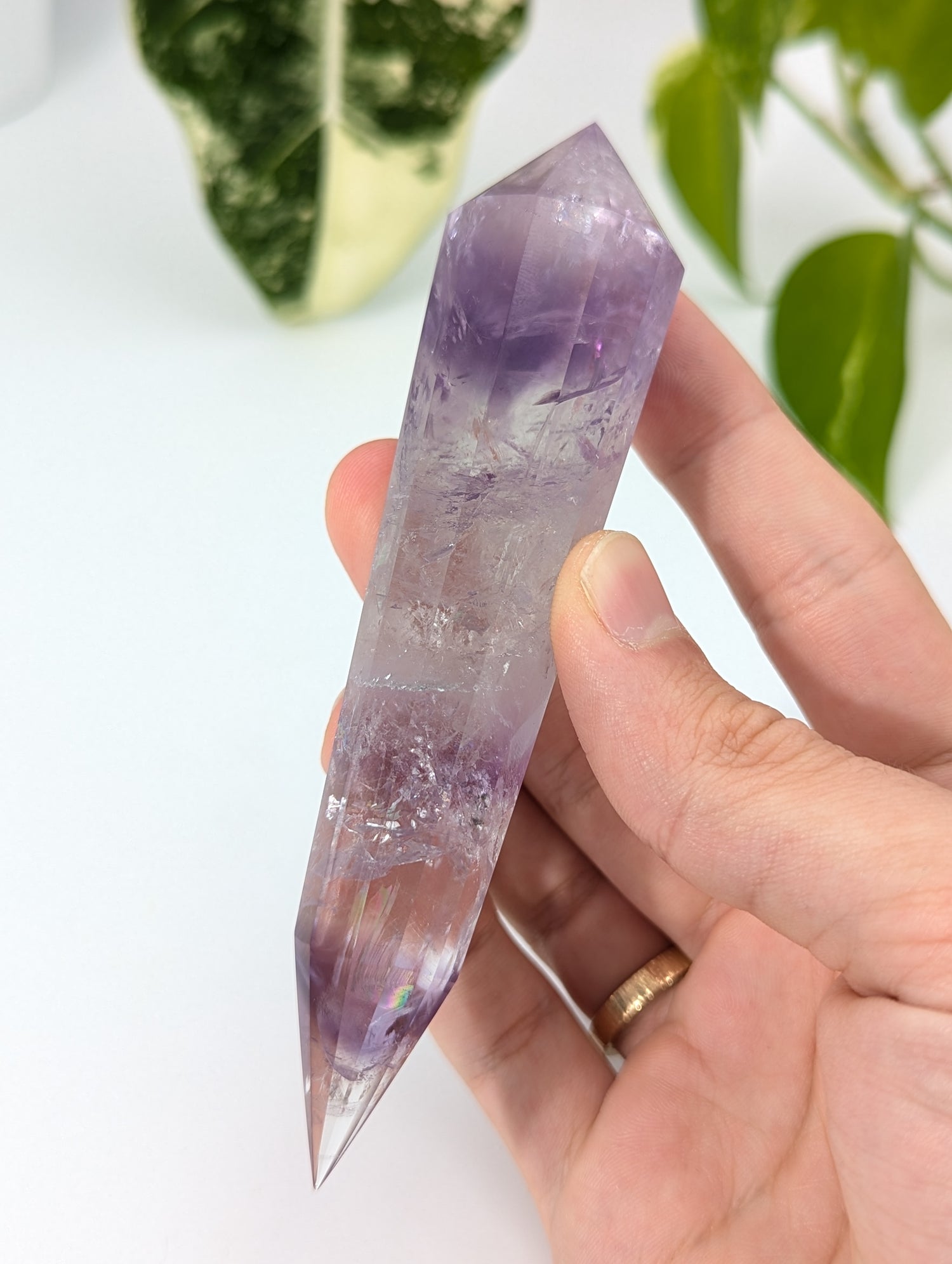 Amethyst Vogel Kristall mit Phantom 76v