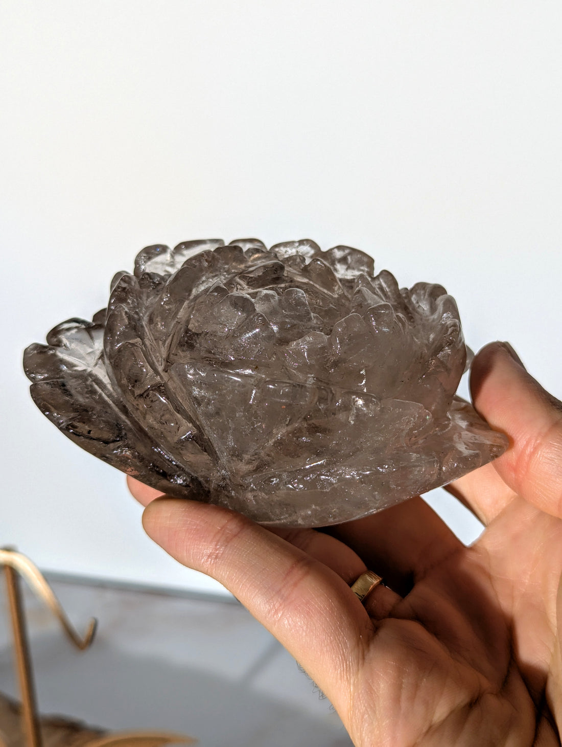 Rauchquarz Blume mit Ständer