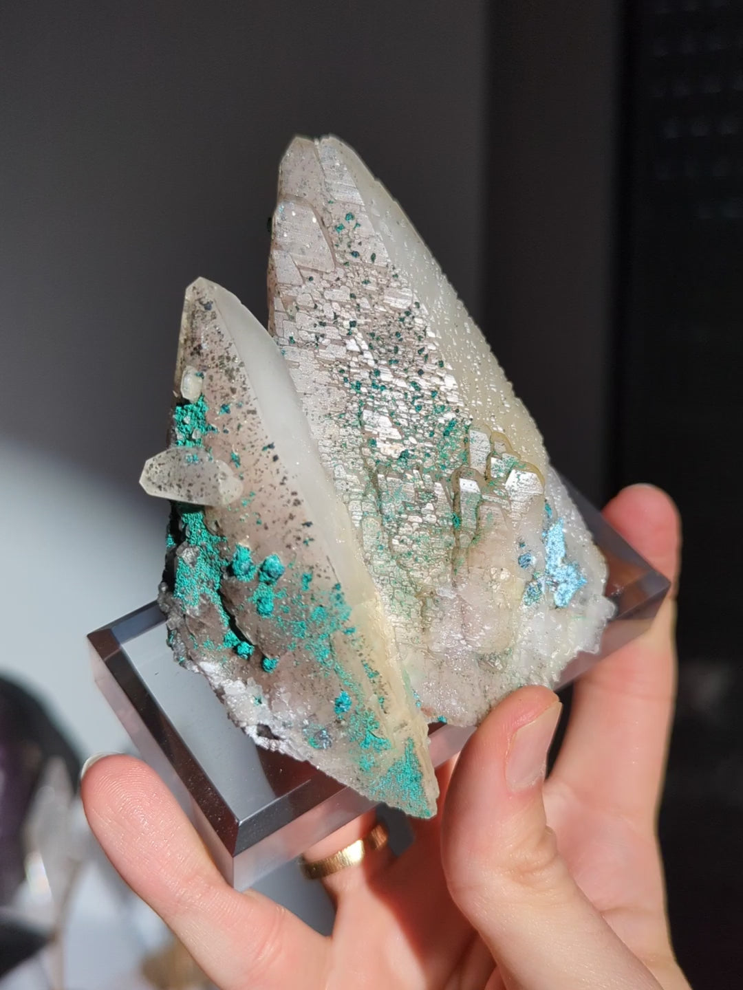 Neuer Fund! Malachit auf Calcit mit Pyrit Einschlüssen 🛸 Groß