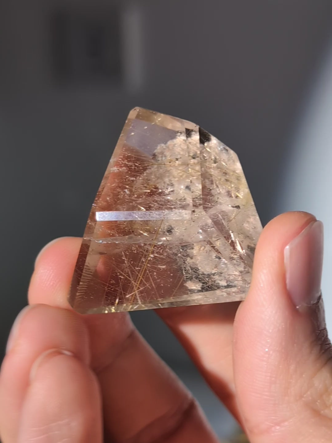 Gold Rutil in Bergkristall Freiform