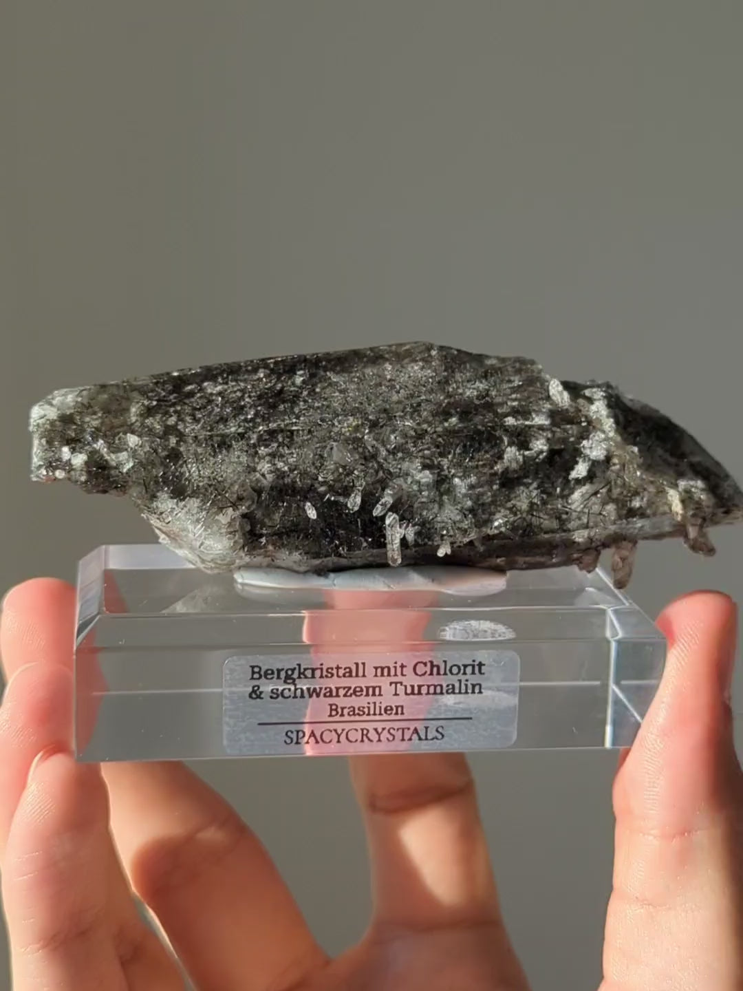 Natürlicher Bergkristall mit schwarzen Turmalin 🖤