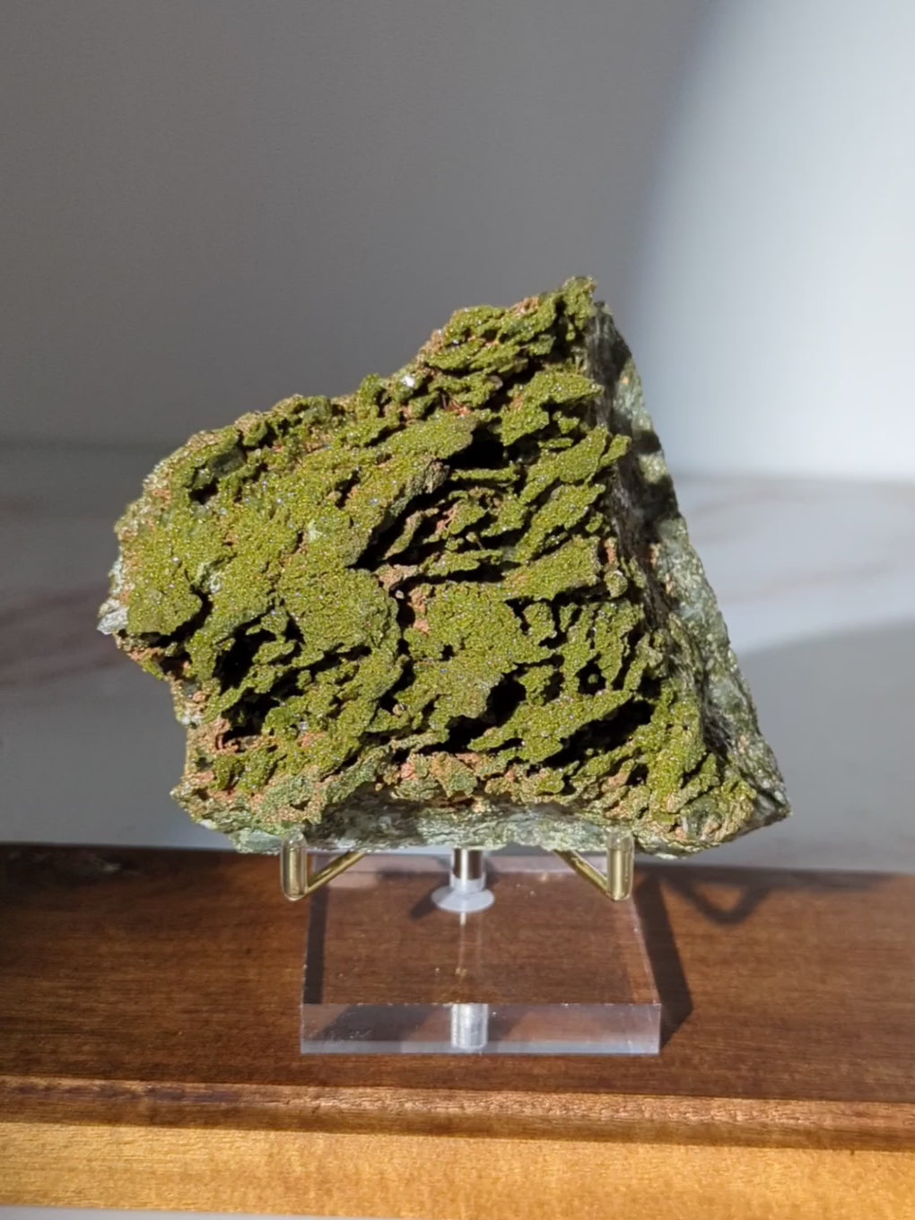 Großer Epidot Quarz &quot;Forest Quartz&quot; auf Gold-Ständer