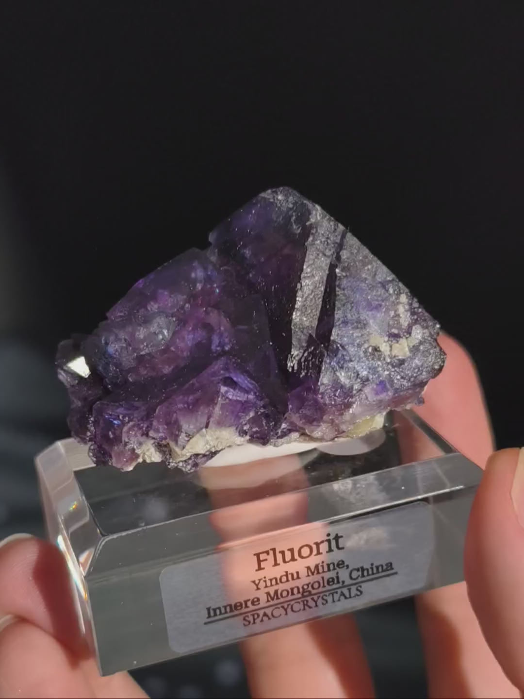 Glänzendes Lila Fluorit Oktaeder Cluster Yindu Mine