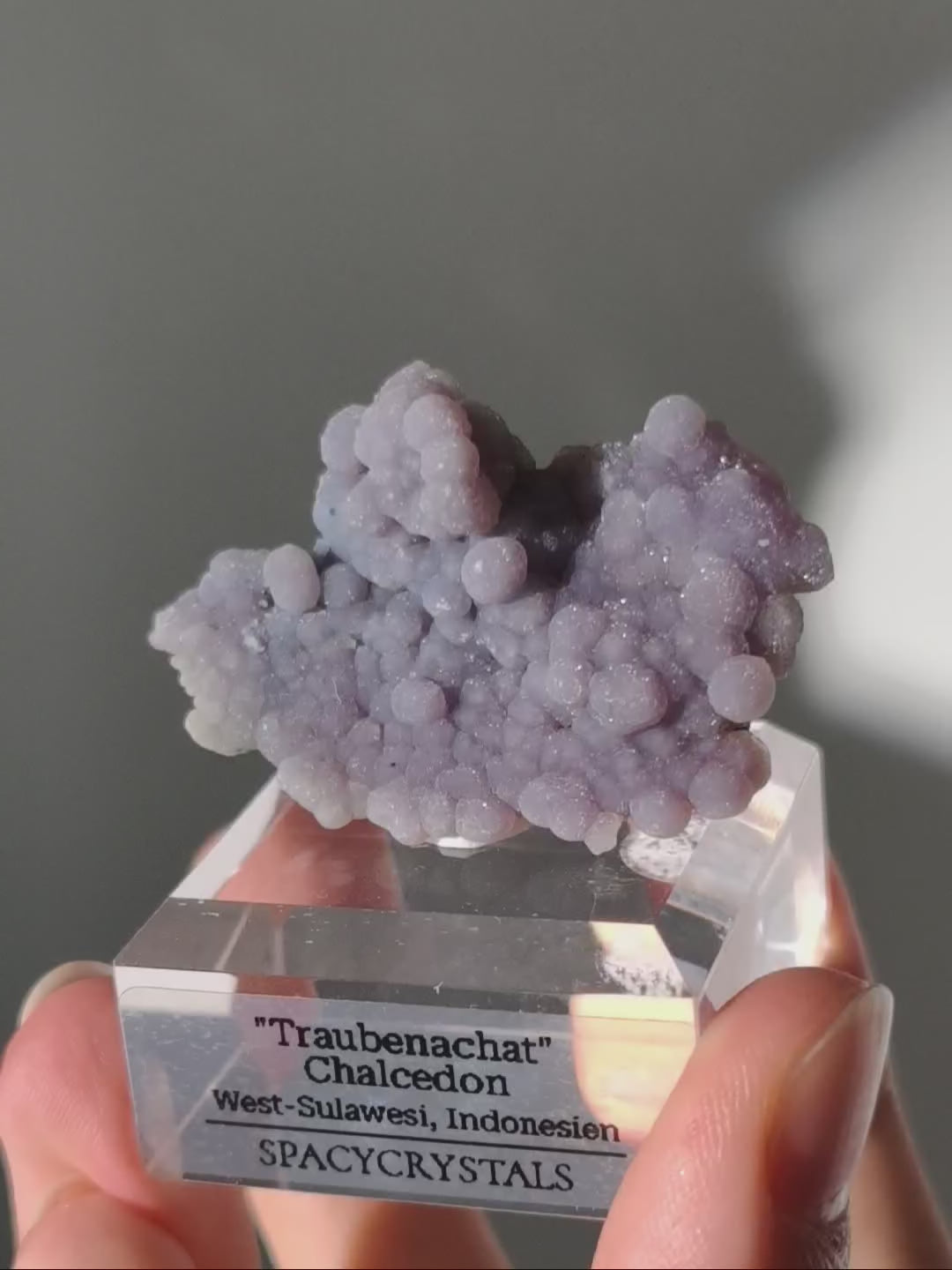 Traubenachat aus Indonesien auf Podest