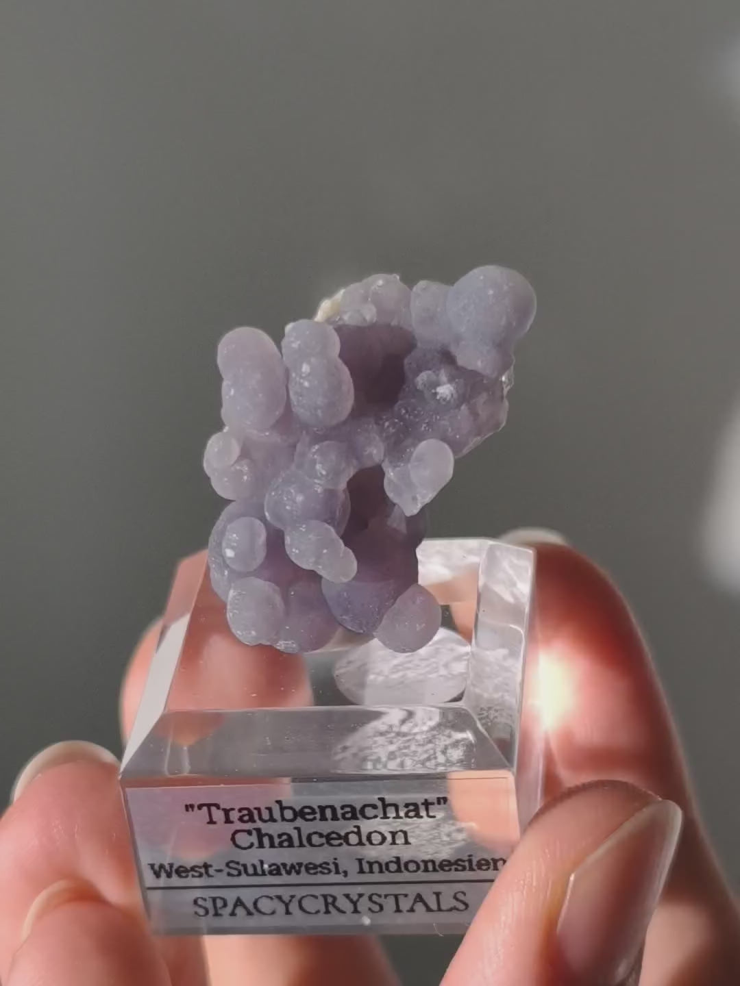 Traubenachat aus Indonesien auf Podest