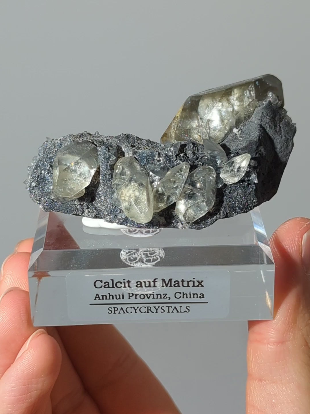 Diamant Calcit auf dunkler Matrix