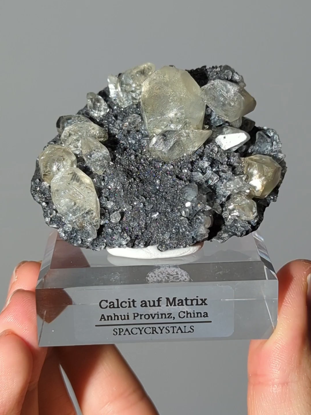 Diamant Calcit auf dunkler Matrix