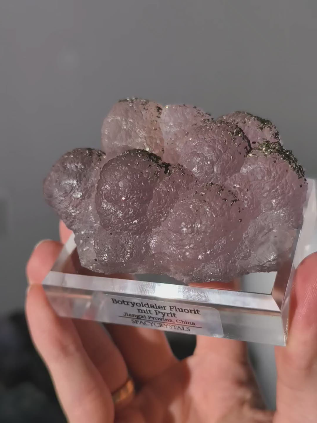 Botryoidaler fliederfarbener Fluorit mit Pyrit (besonders)