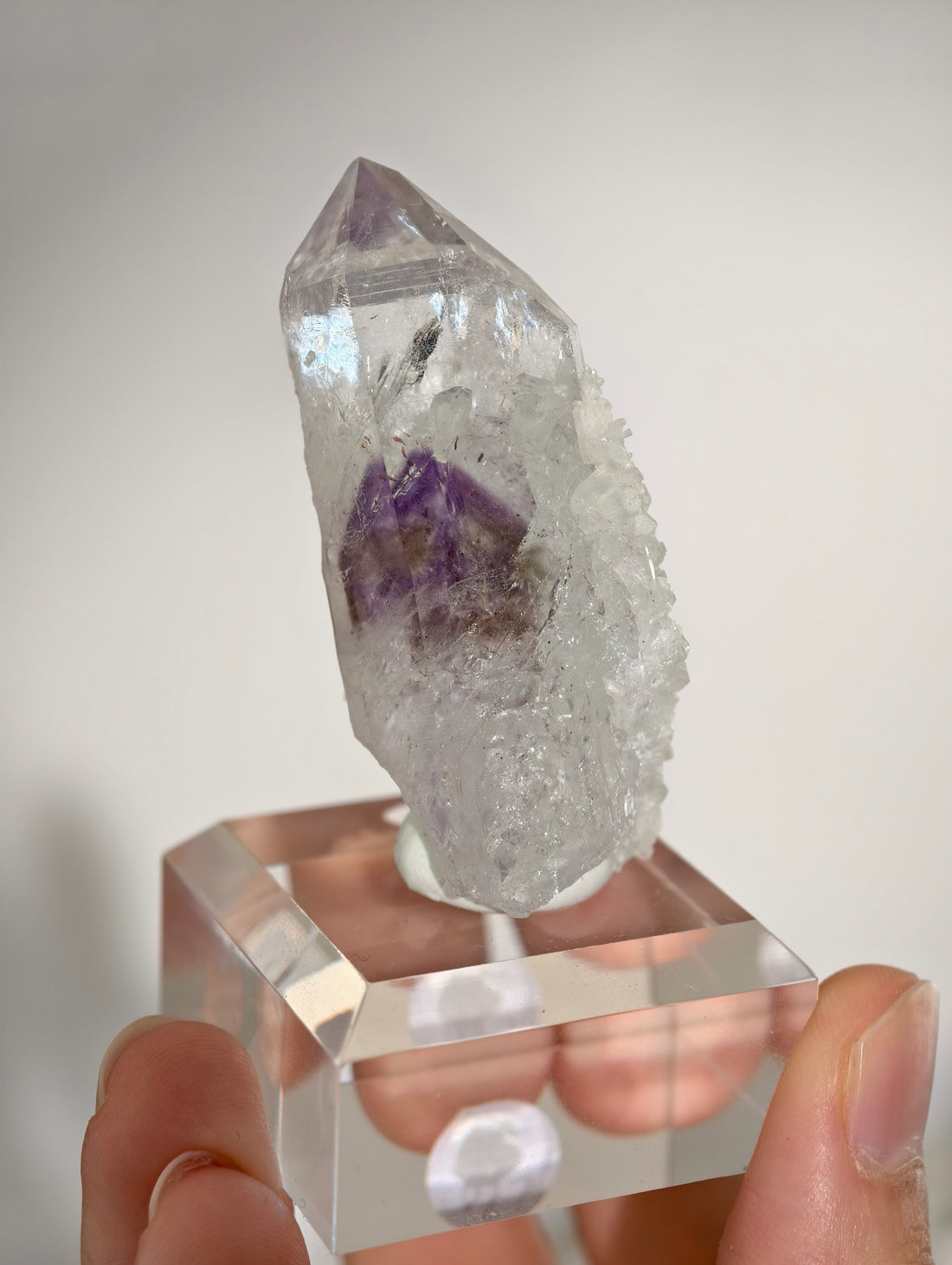 Streep Mine Amethyst Spitze mit Prehnit aus Goboboseb, Namibia