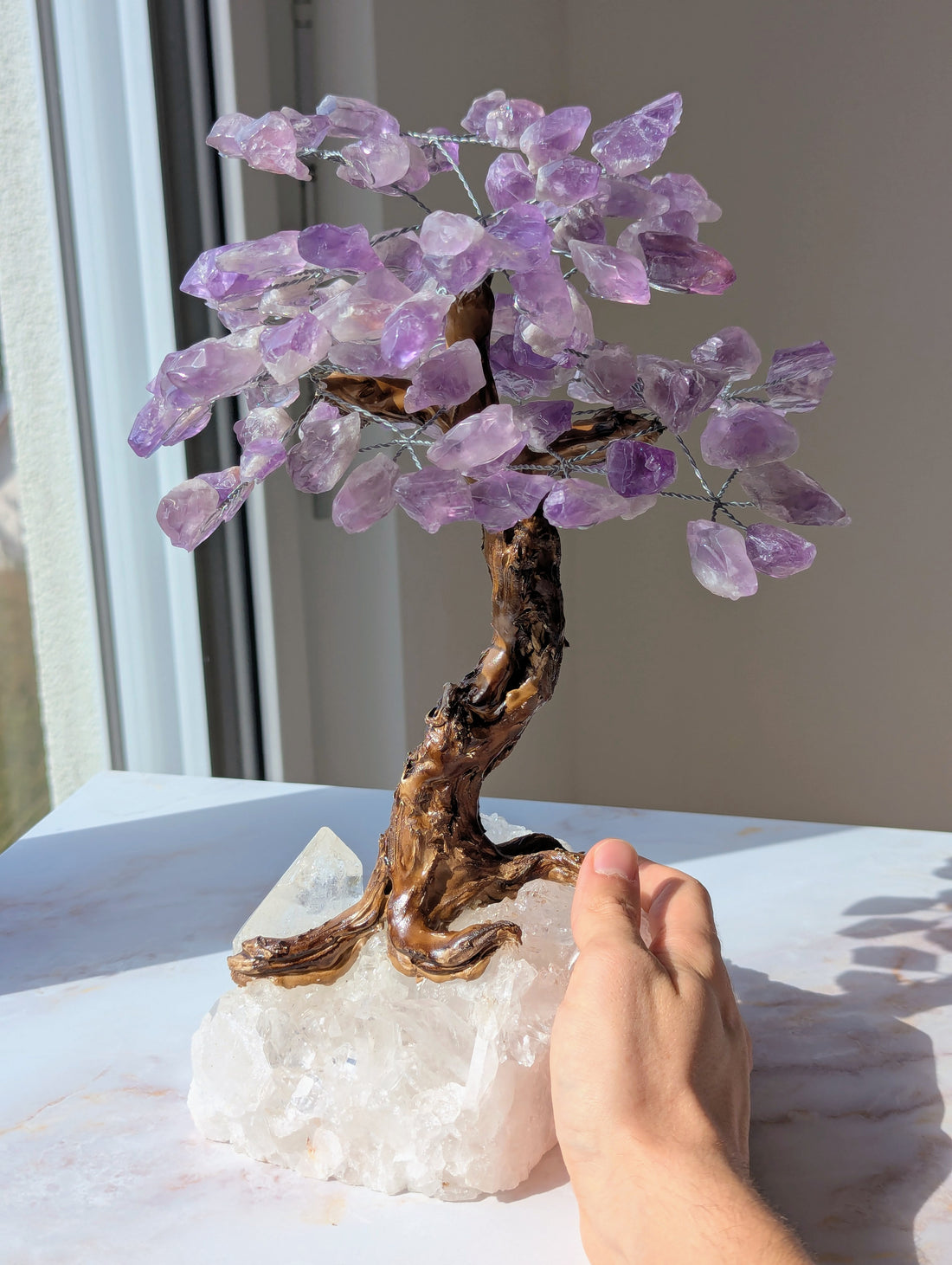 Amethyst Baum auf Bergkristall Cluster aus Brasilien