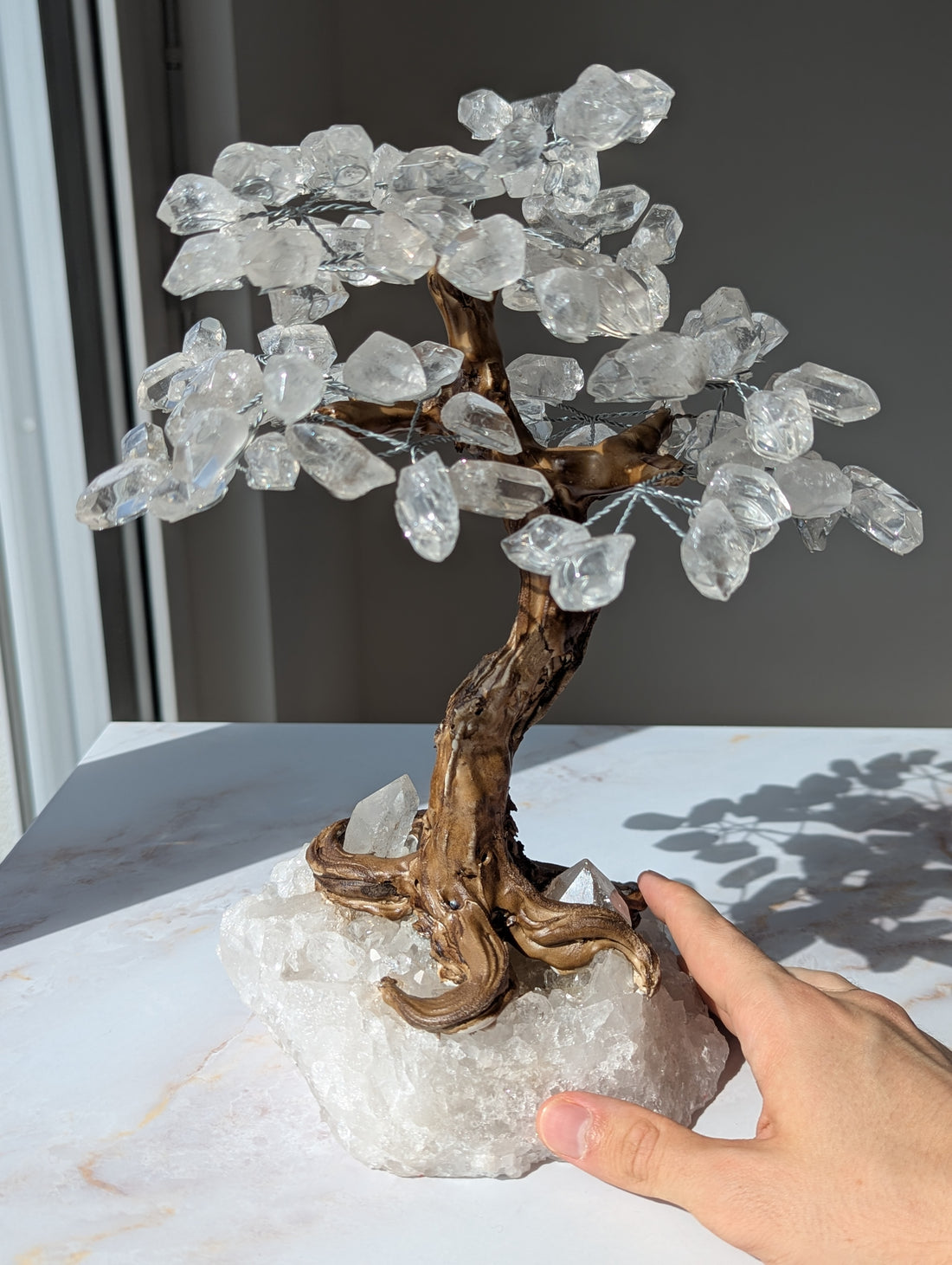 Bergkristall Baum auf Bergkristall Cluster aus Brasilien