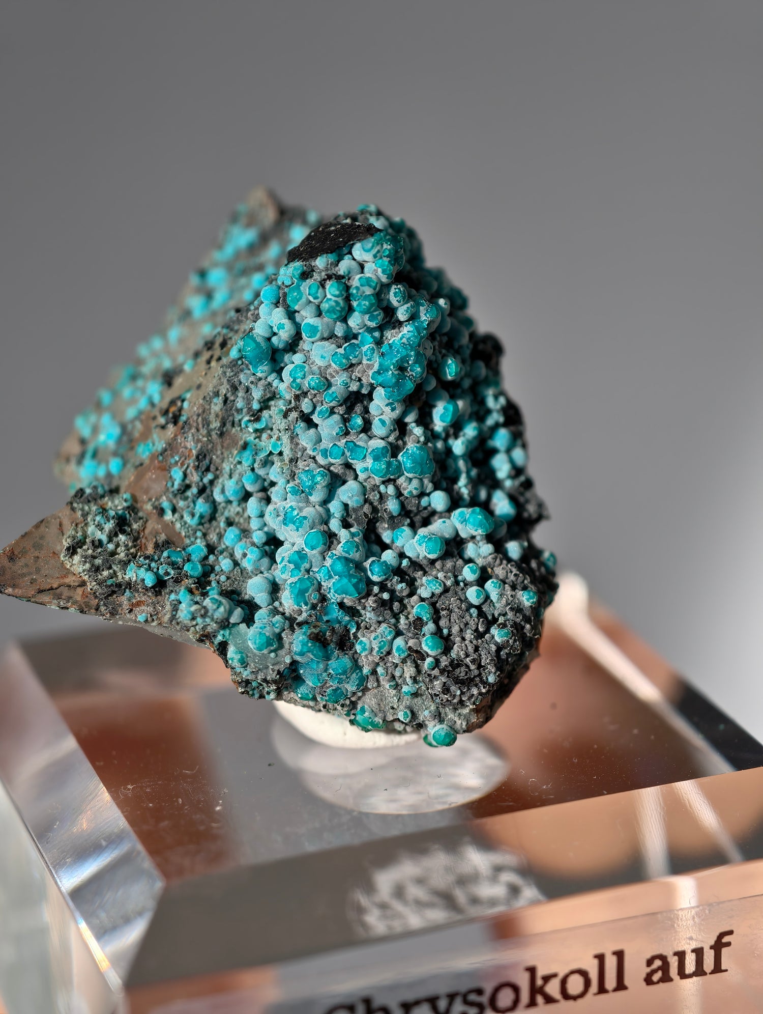 Chrysokoll auf Quarz, Tentadora Mine, Peru