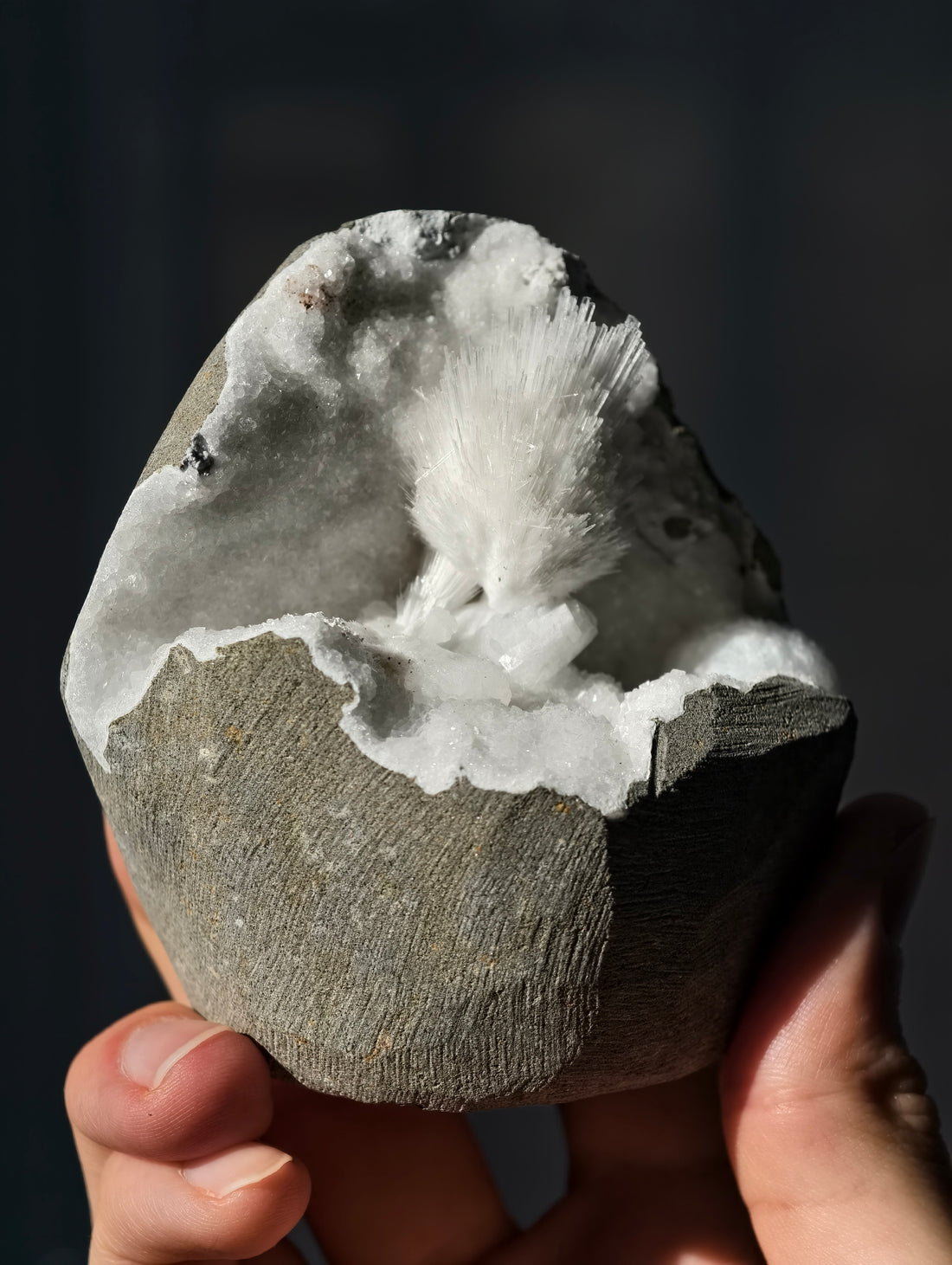 Skolezit Geode aus Indien