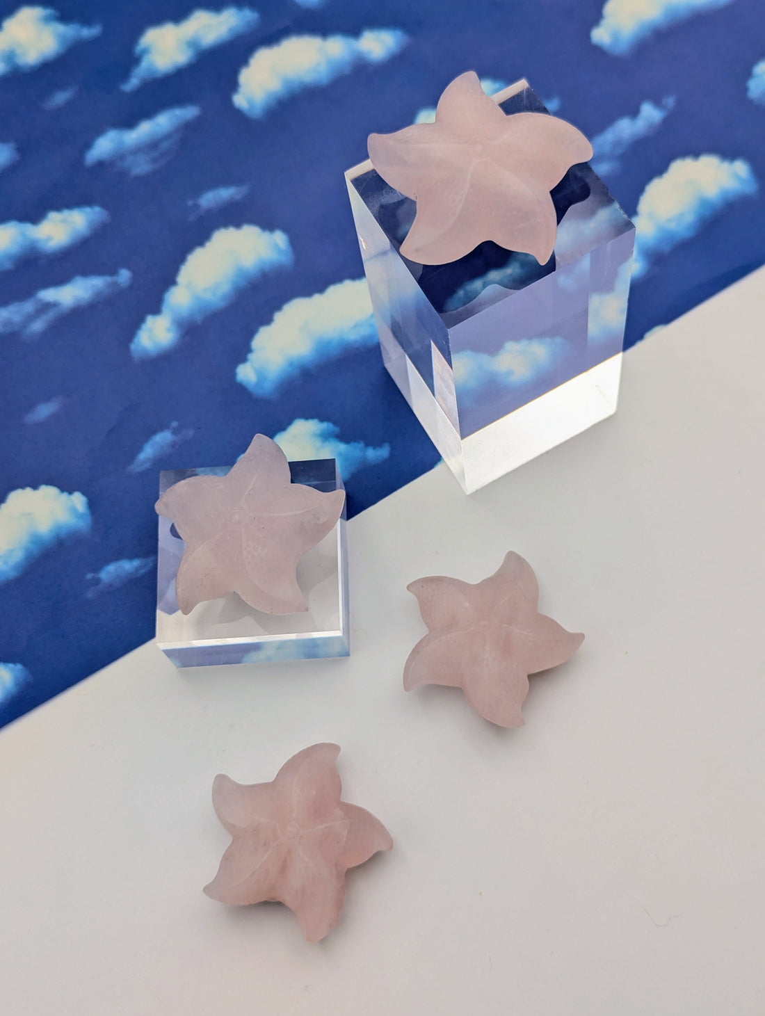 Rosenquarz Seestern 3D