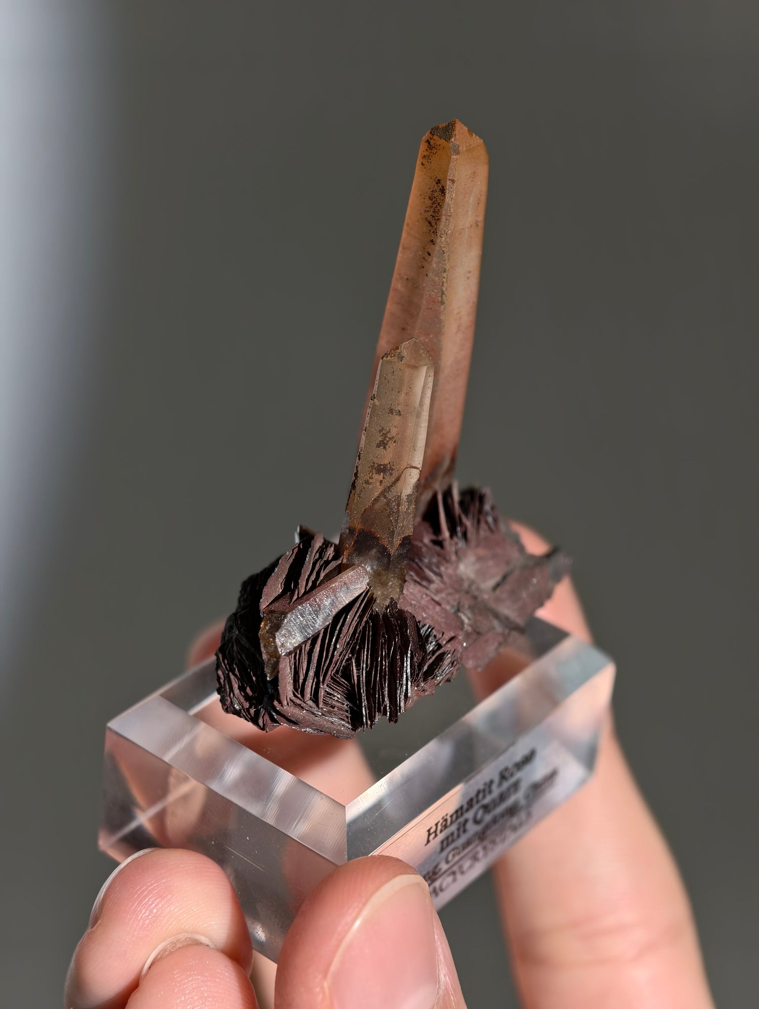 Rote Hämatit Rose mit Hämatitquarz aus Jinlong