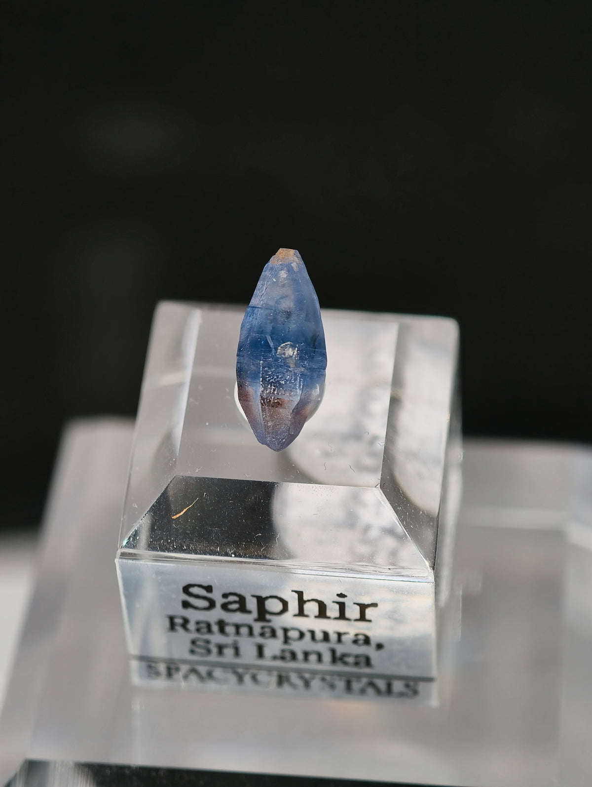 Blauer Saphir aus Sri Lanka auf Podest