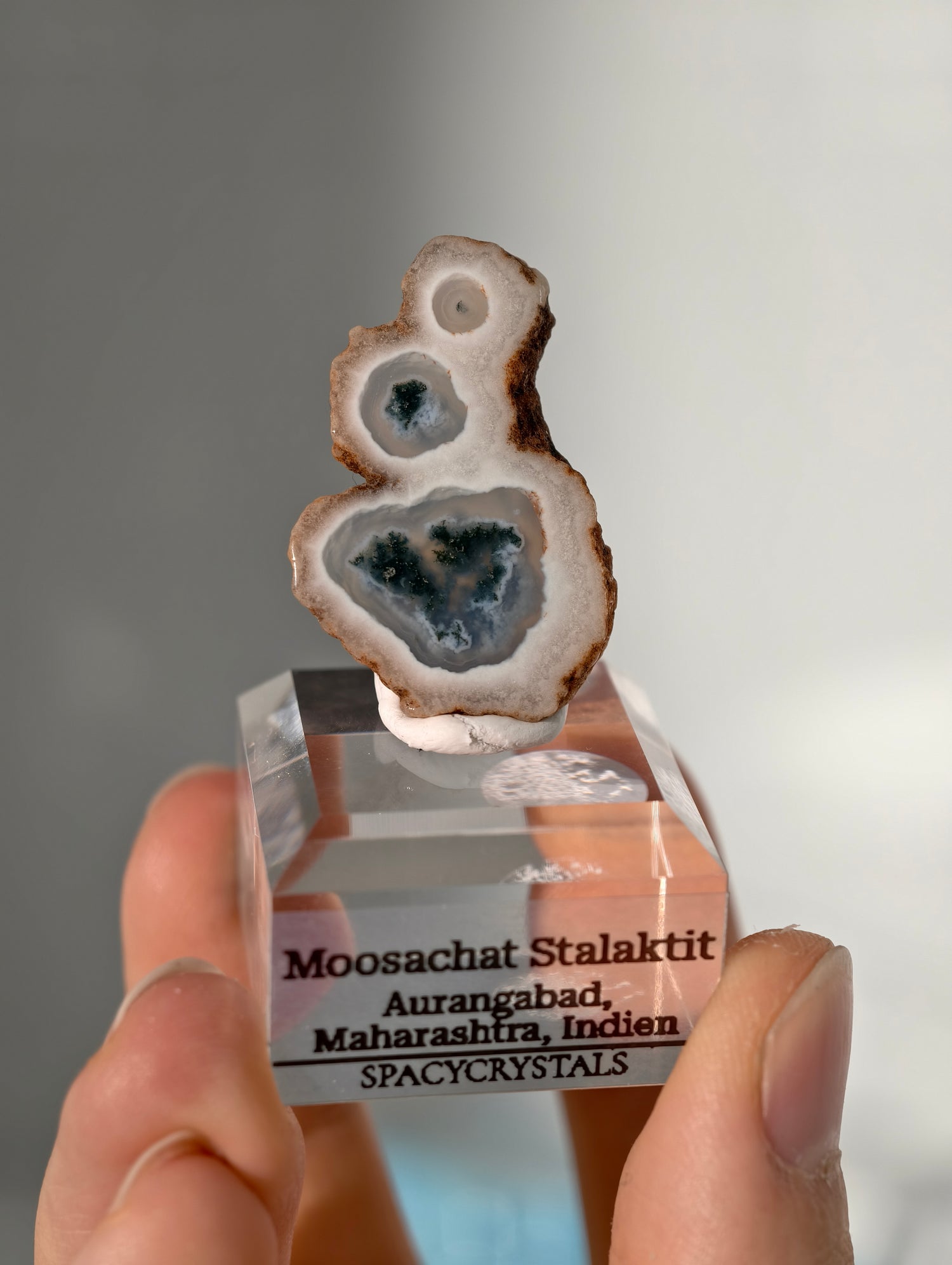Moosachat Stalaktiten Scheiben aus Indien (kleiner)