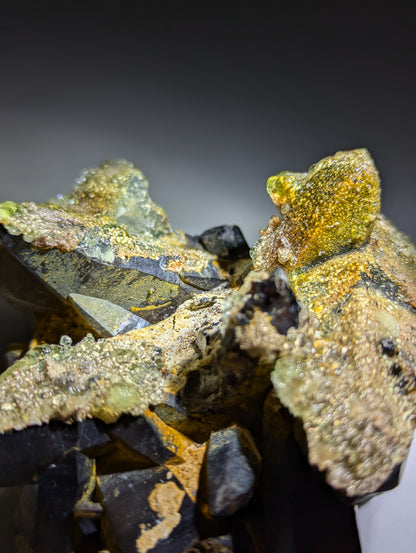 Rauchquarz Cluster mit UV-Aktivem Hyalit Opal Erongo Namibia