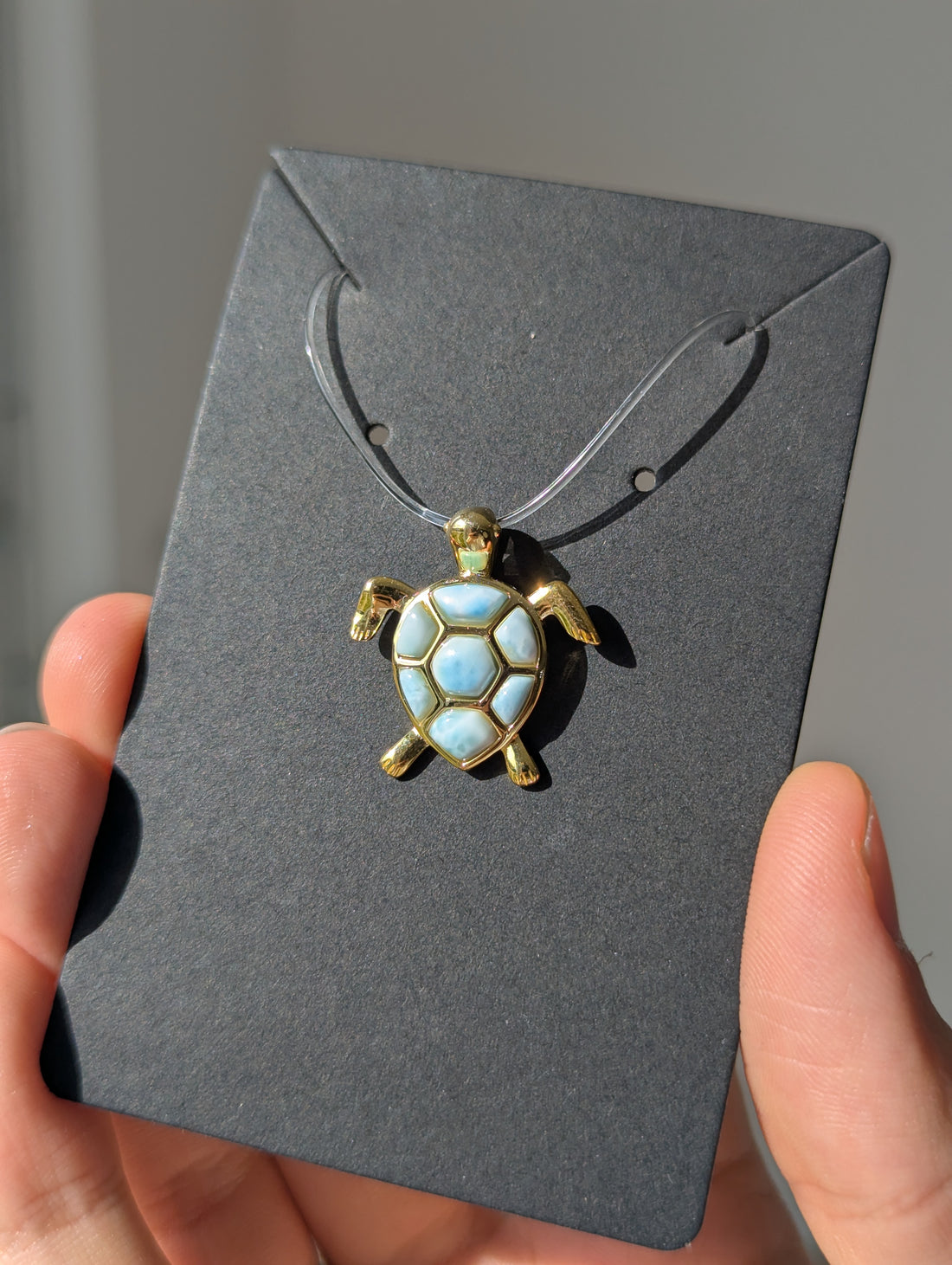 Larimar Schildkröte Anhänger vergoldet (925er Silber)