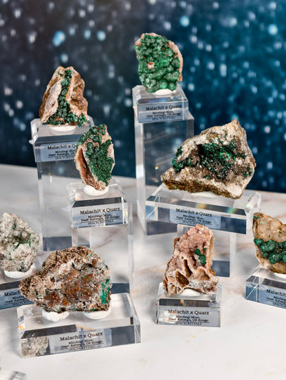 Malachit x Quarz aus der Mindingi Mine, Kongo