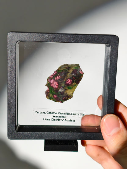 Pyrop, Chromdiopsid, Enstatit Scheibe aus Österreich