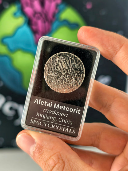 Aletai Meteorit rund "Münze" rhodiniert