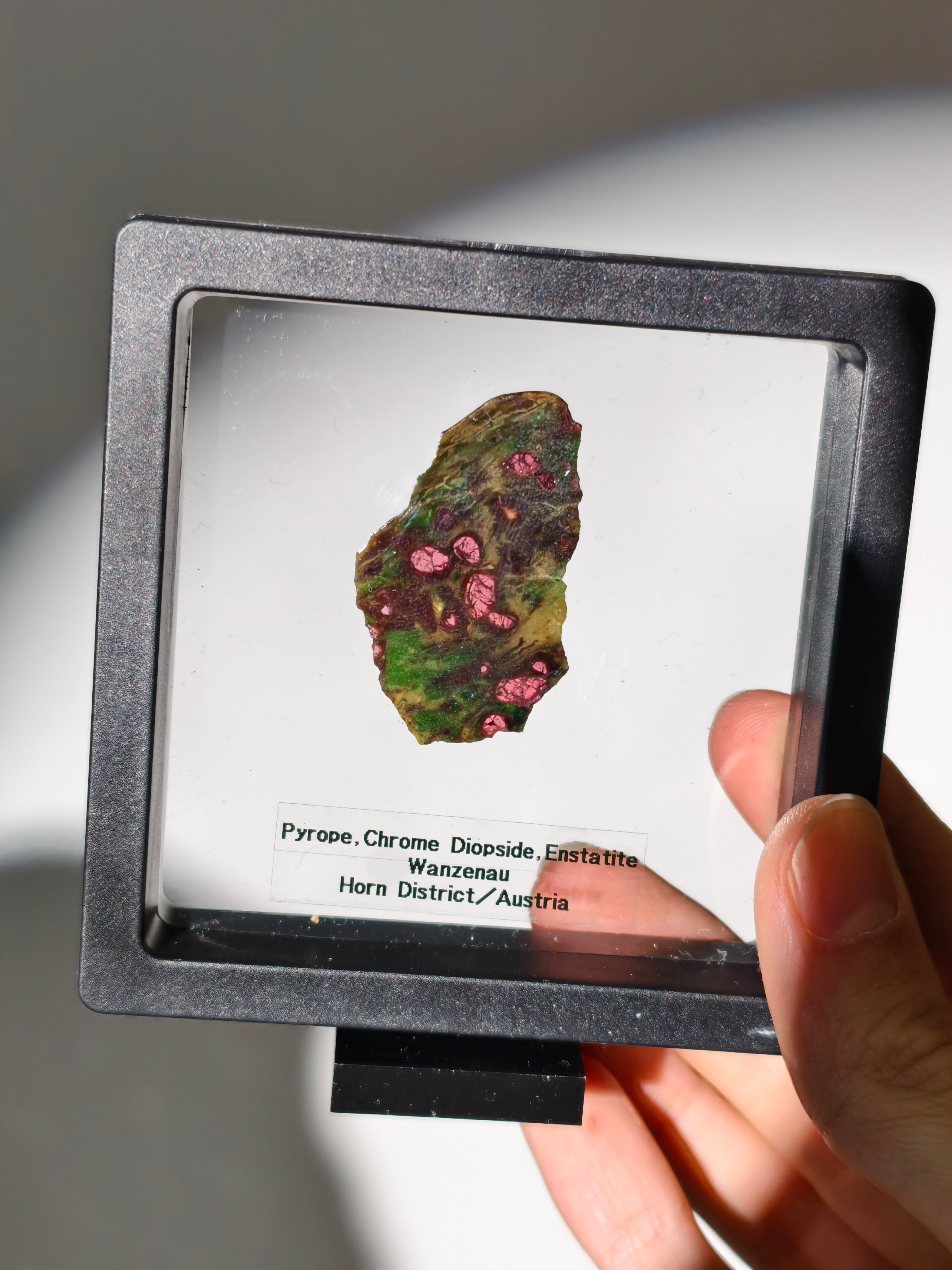 Pyrop, Chromdiopsid, Enstatit Scheibe aus Österreich