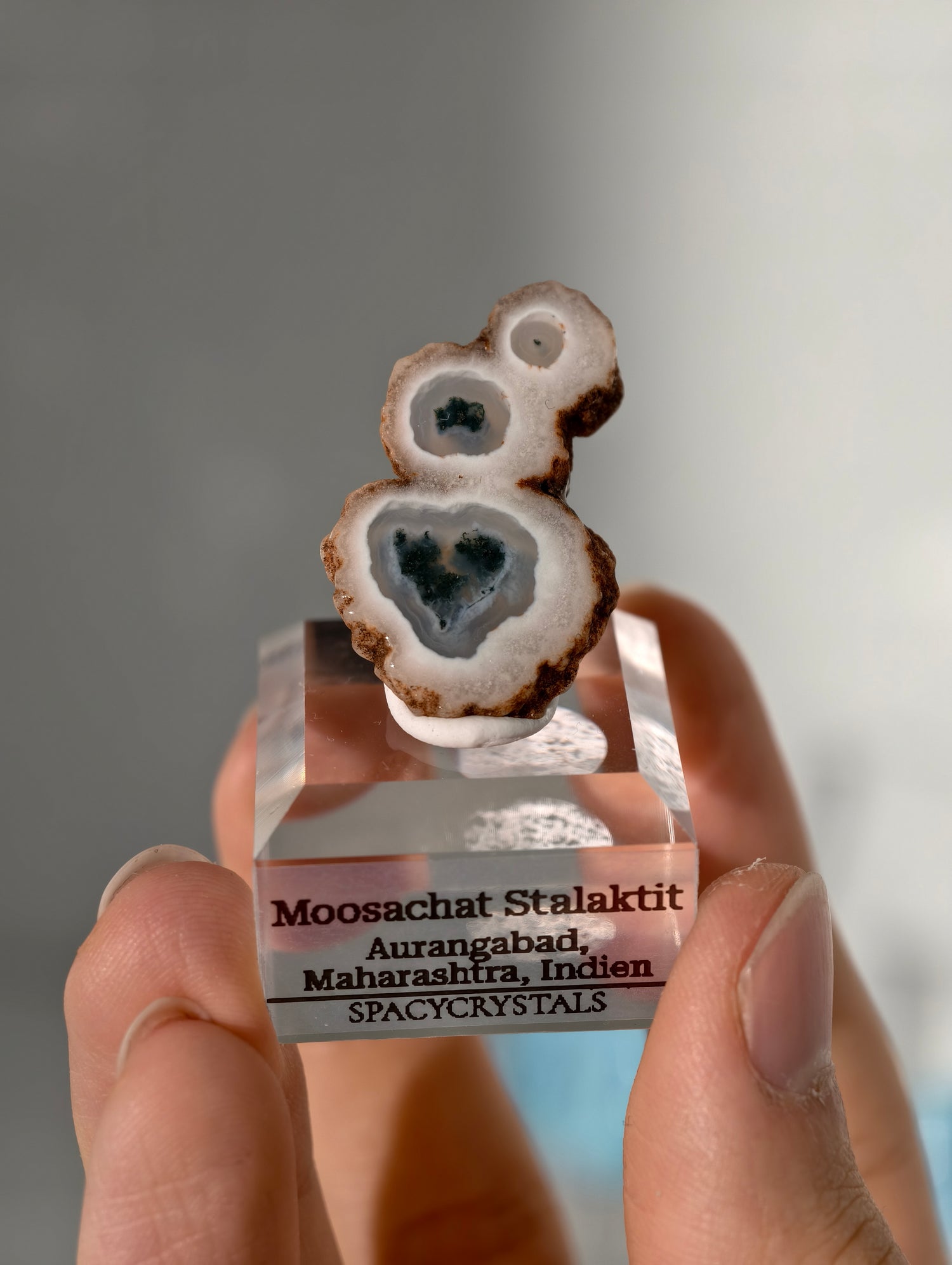 Moosachat Stalaktiten Scheiben aus Indien (kleiner)