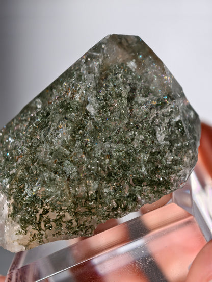 Himalaya Bergkristall Spitze mit Chlorit Einschlüssen