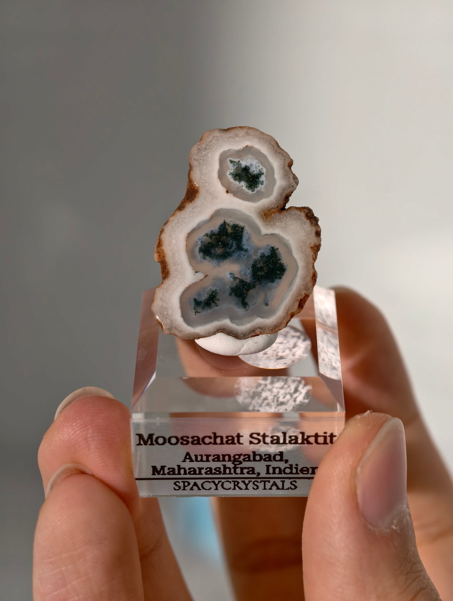 Moosachat Stalaktiten Scheiben aus Indien (kleiner)