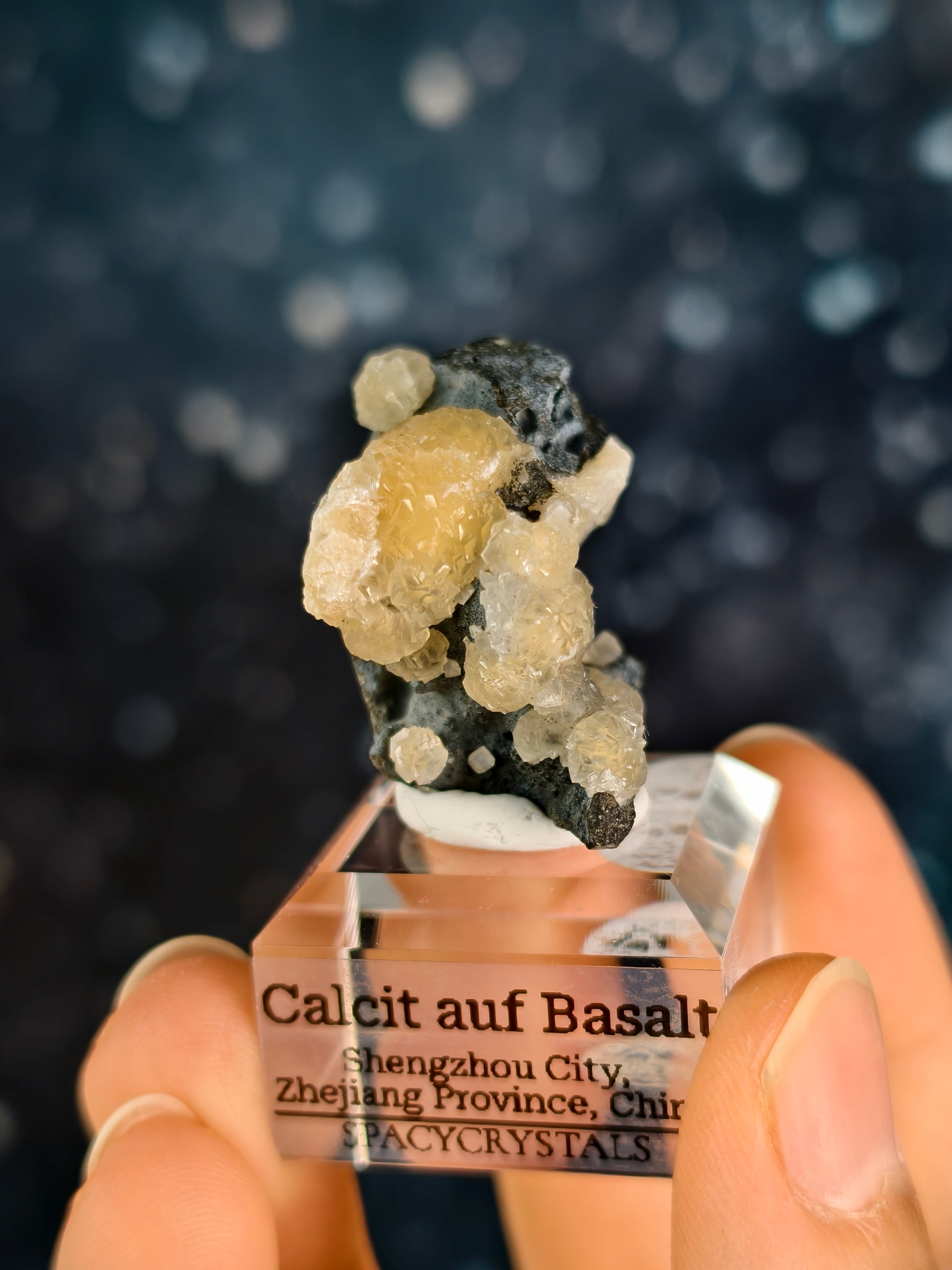 Botryoidaler Calcit auf Basalt - Neuer Fund (klein)