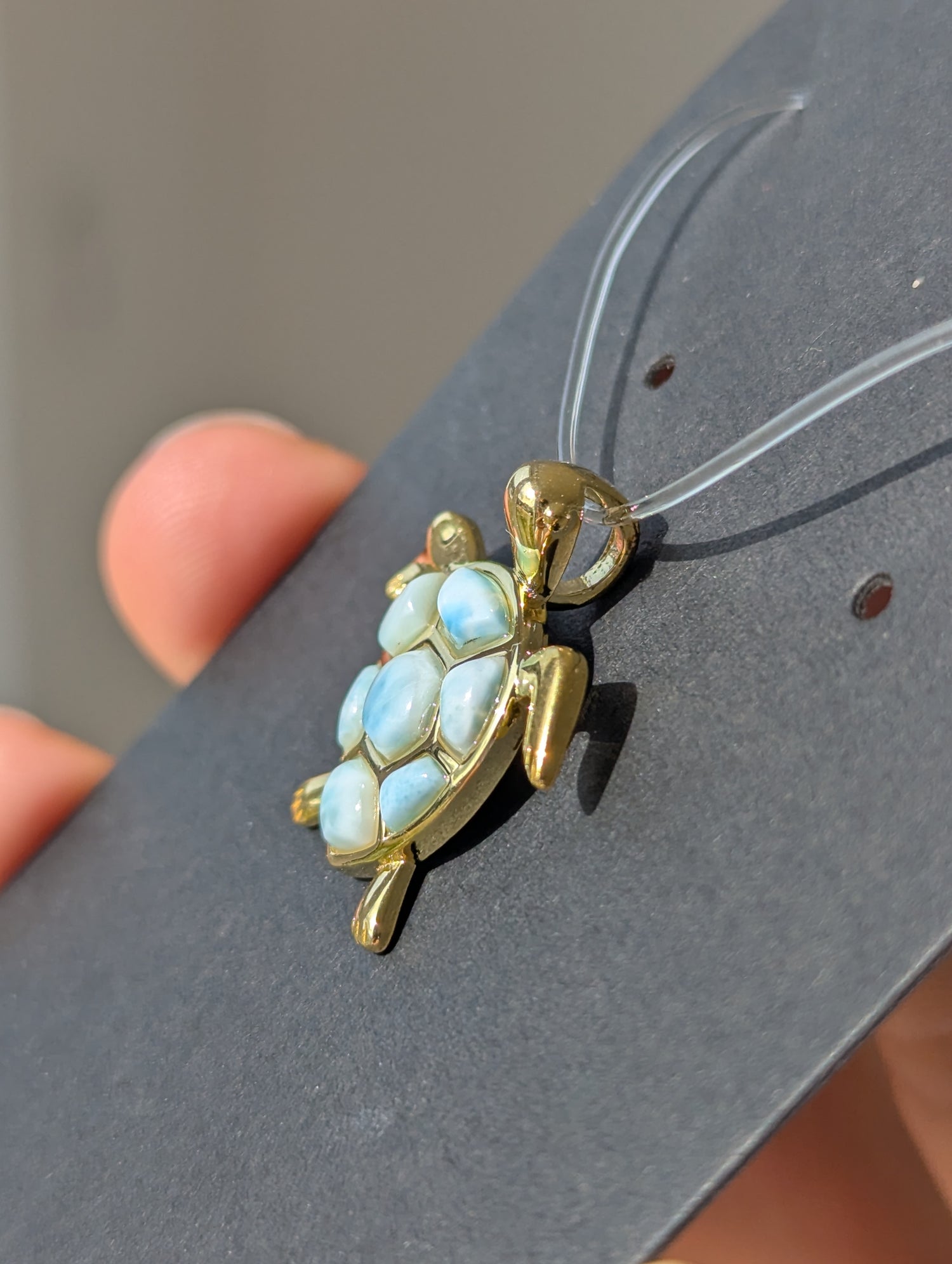 Larimar Schildkröte Anhänger vergoldet (925er Silber)